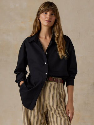 Coastal Poplin Relaxed Shirt - Black