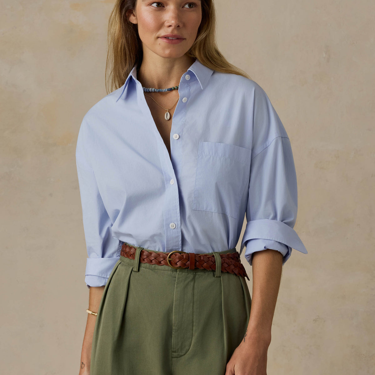 Faherty Women's Coastal Poplin Relaxed Shirt