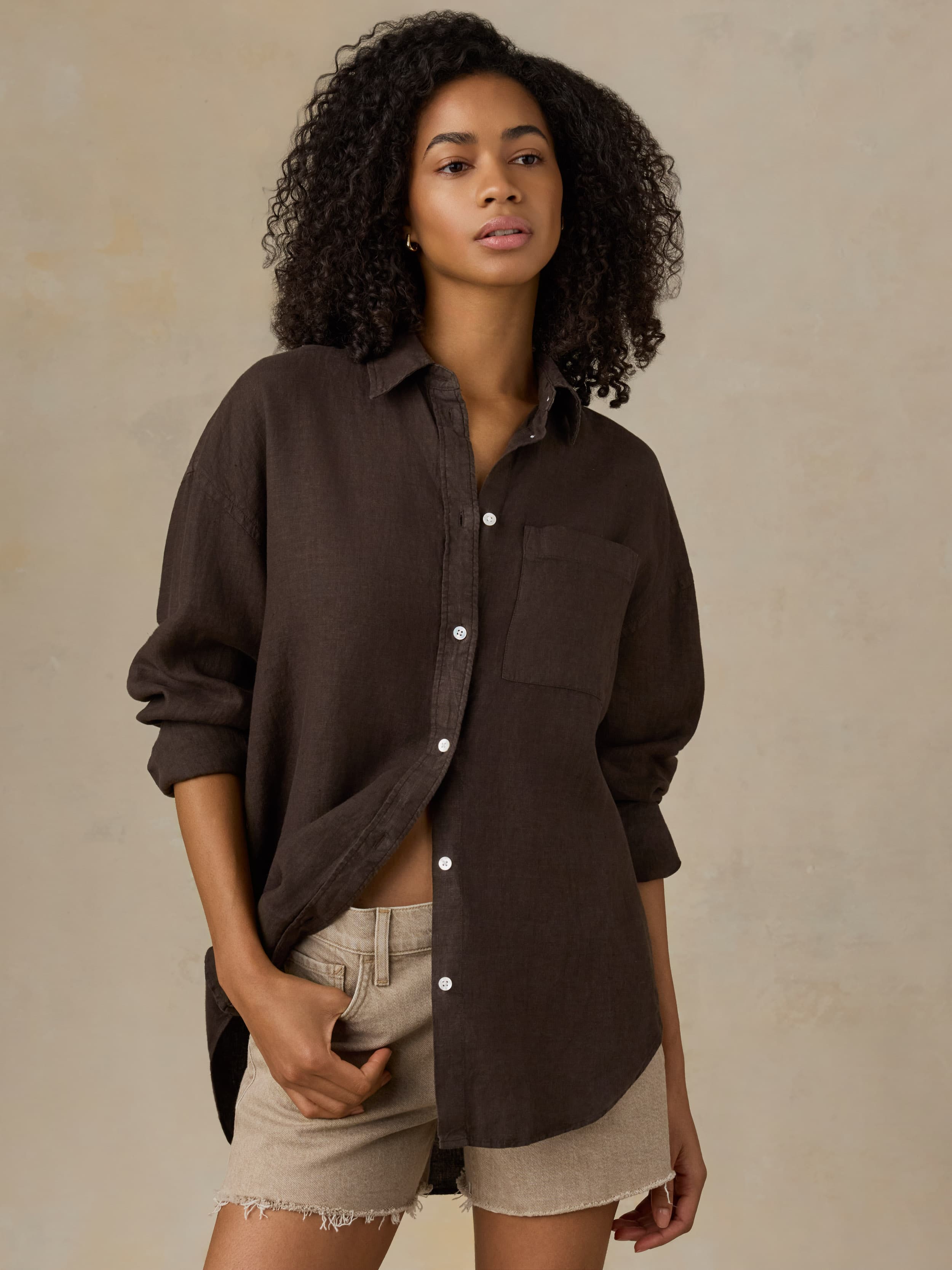 Laguna Linen Relaxed Shirt - Demitasse | Faherty Brand
