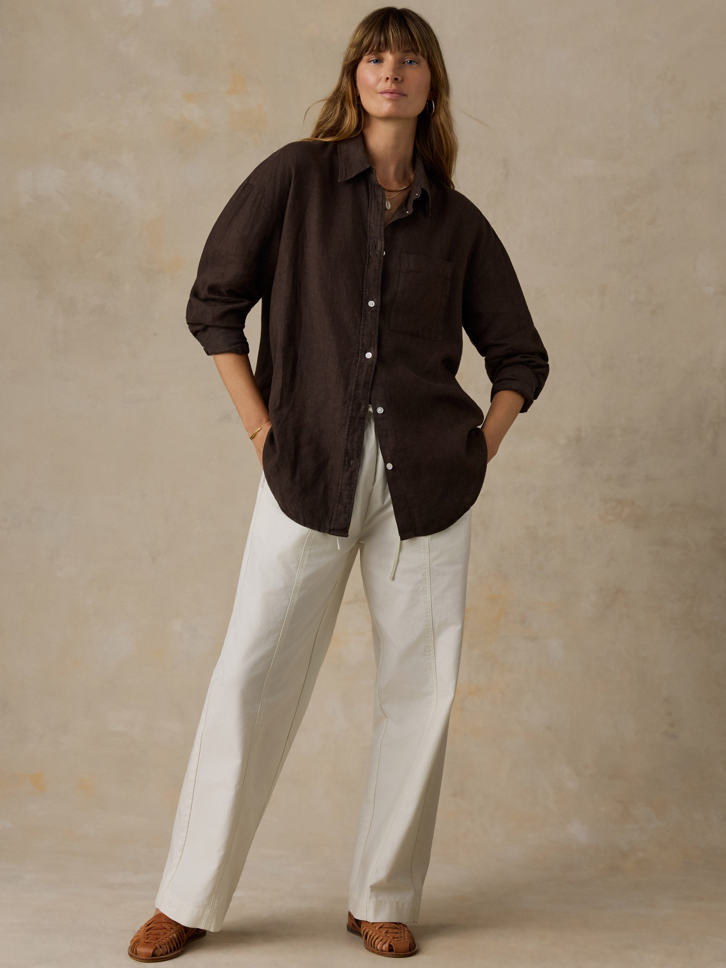 Laguna Linen Relaxed Shirt - Demitasse | Faherty Brand