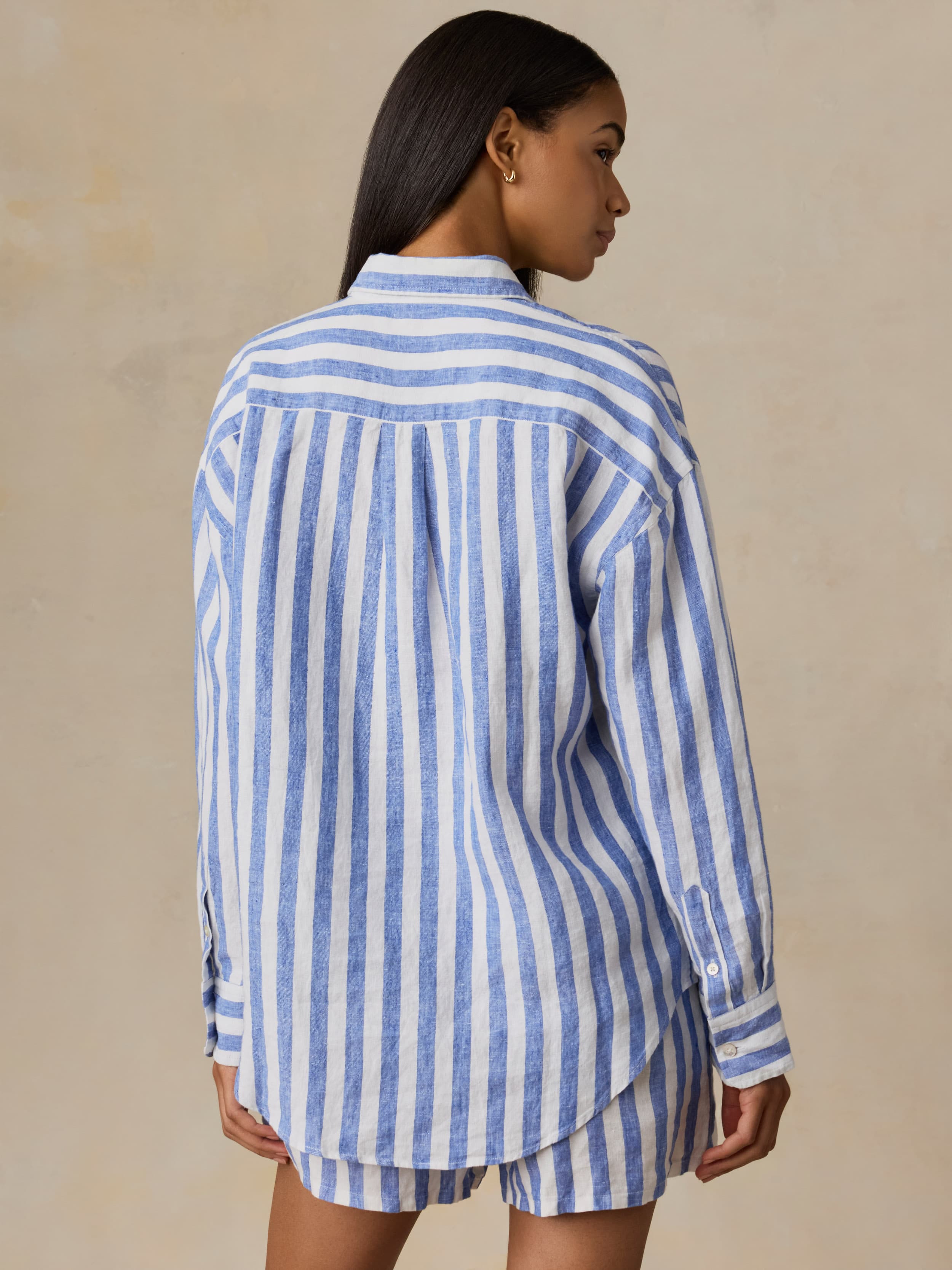  | Laguna Linen Relaxed Shirt - Coastal Calm Stripe | Faherty Brand
