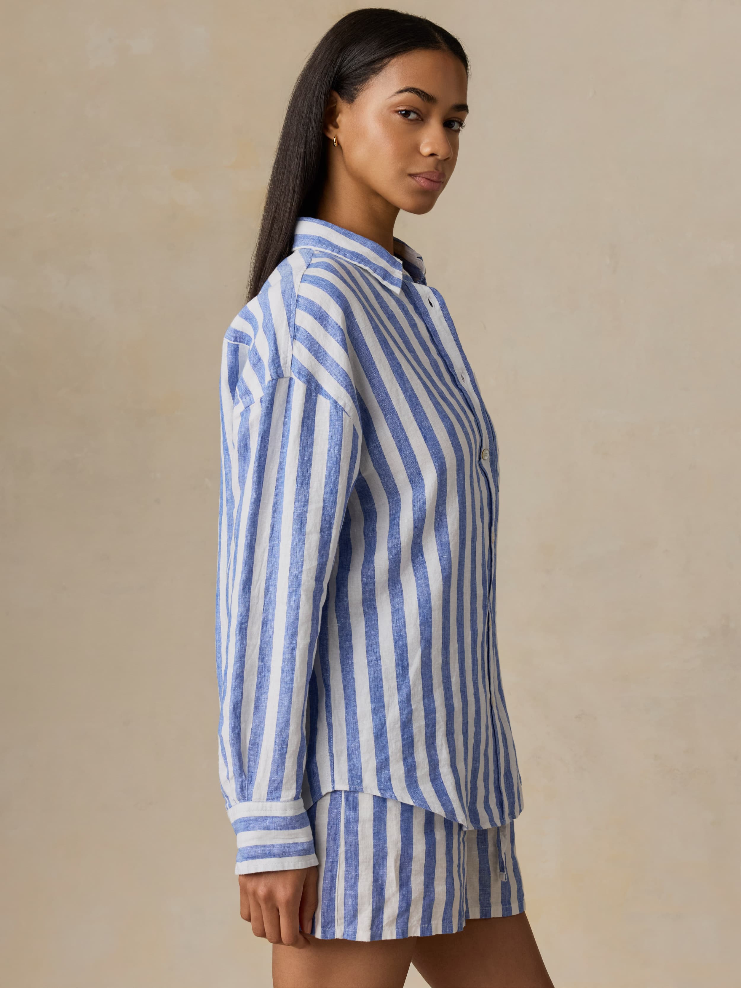  | Laguna Linen Relaxed Shirt - Coastal Calm Stripe | Faherty Brand