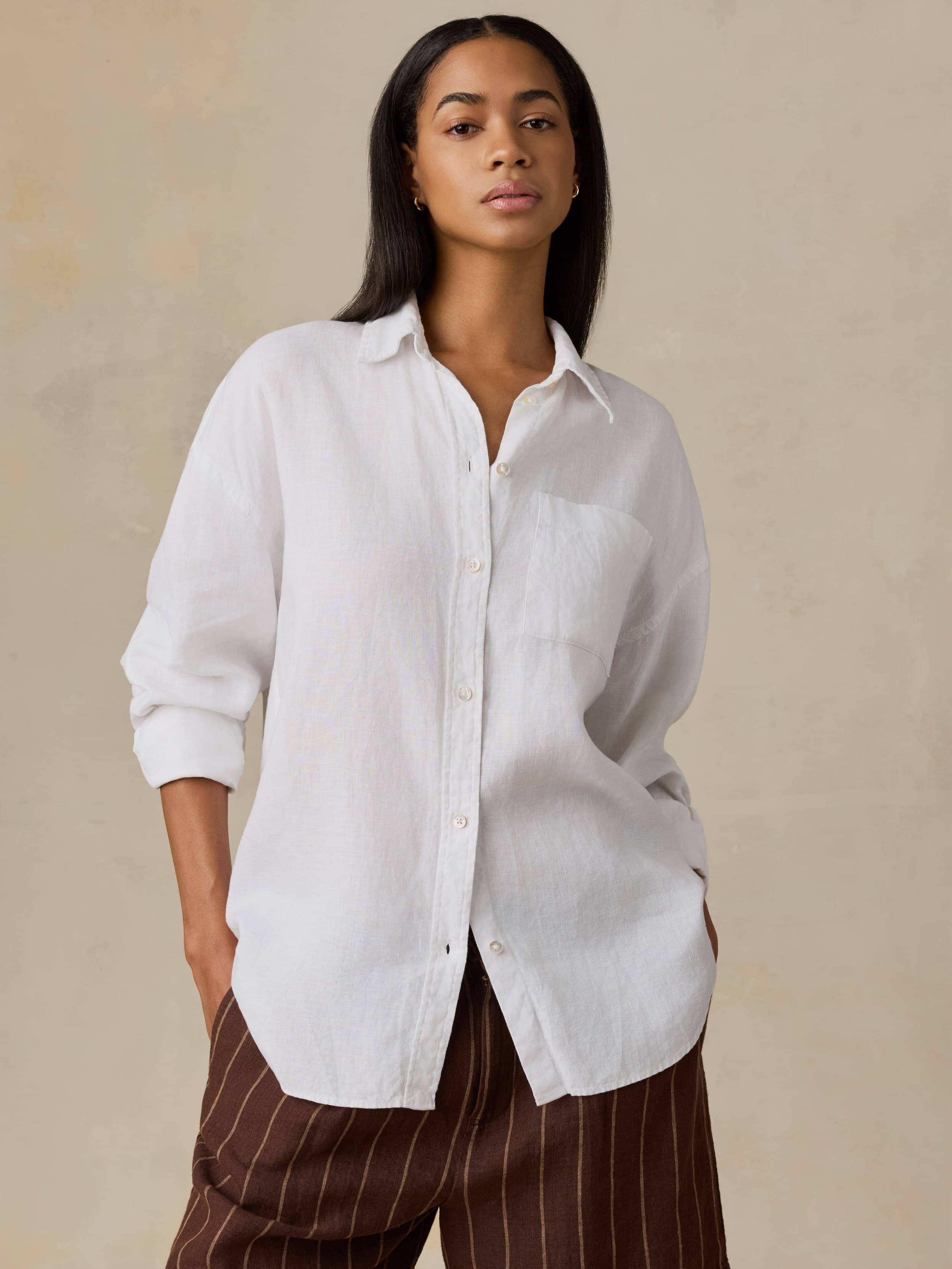 Laguna Linen Relaxed Shirt - White | Faherty Brand