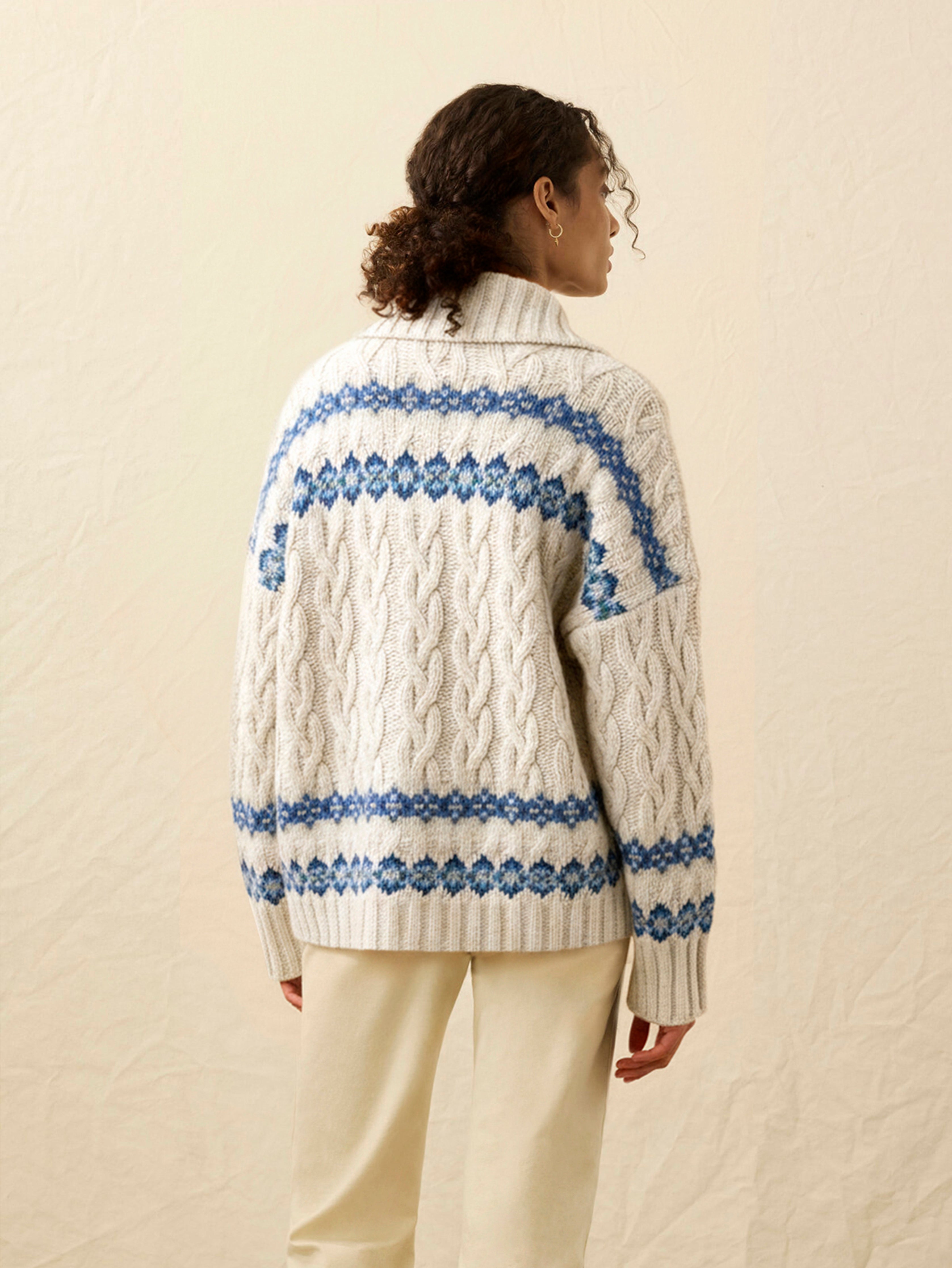 Highland Fairisle Cardigan - Lakeside Fairisle Snow
