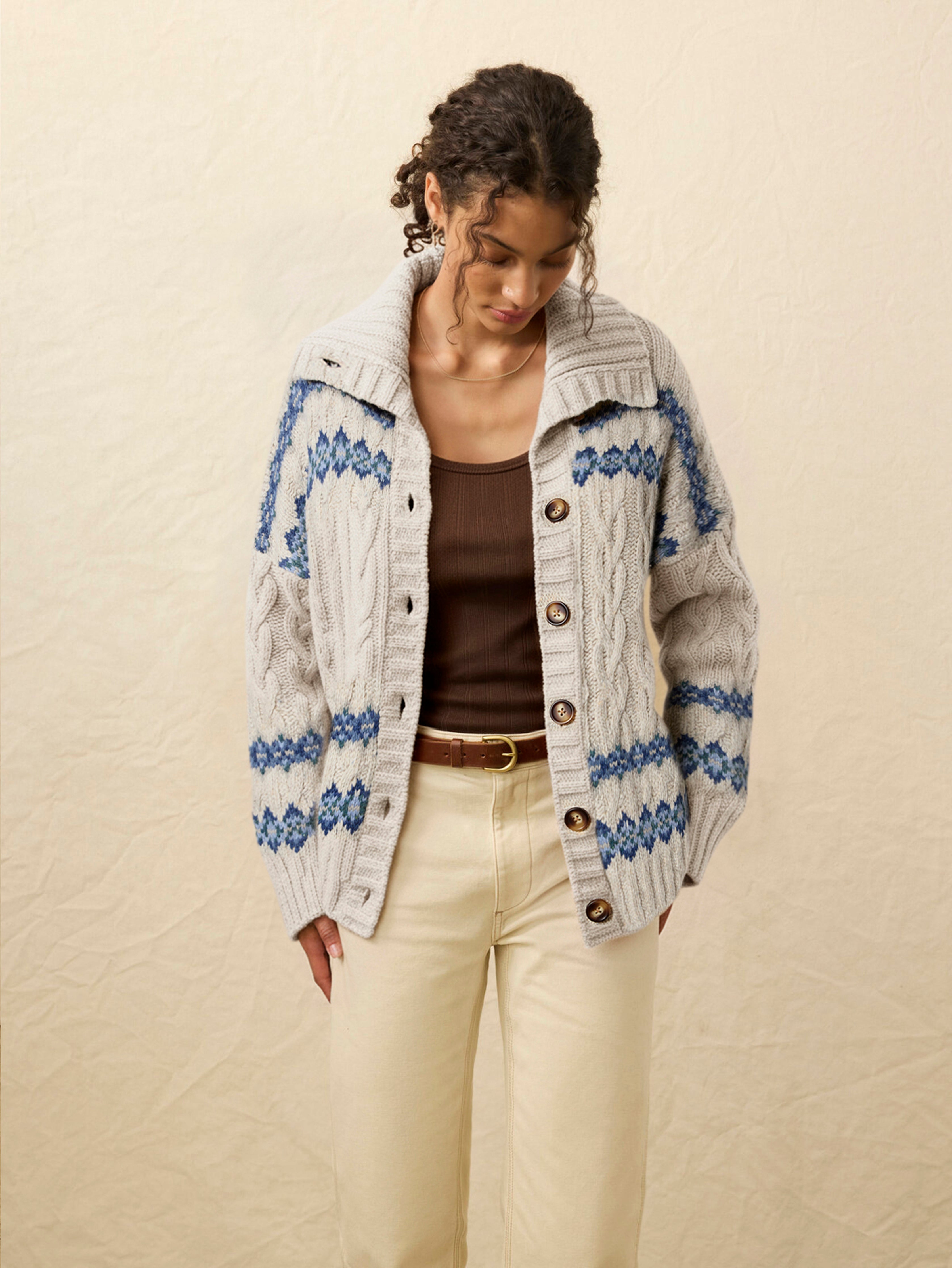 Highland Fairisle Cardigan - Lakeside Fairisle Snow