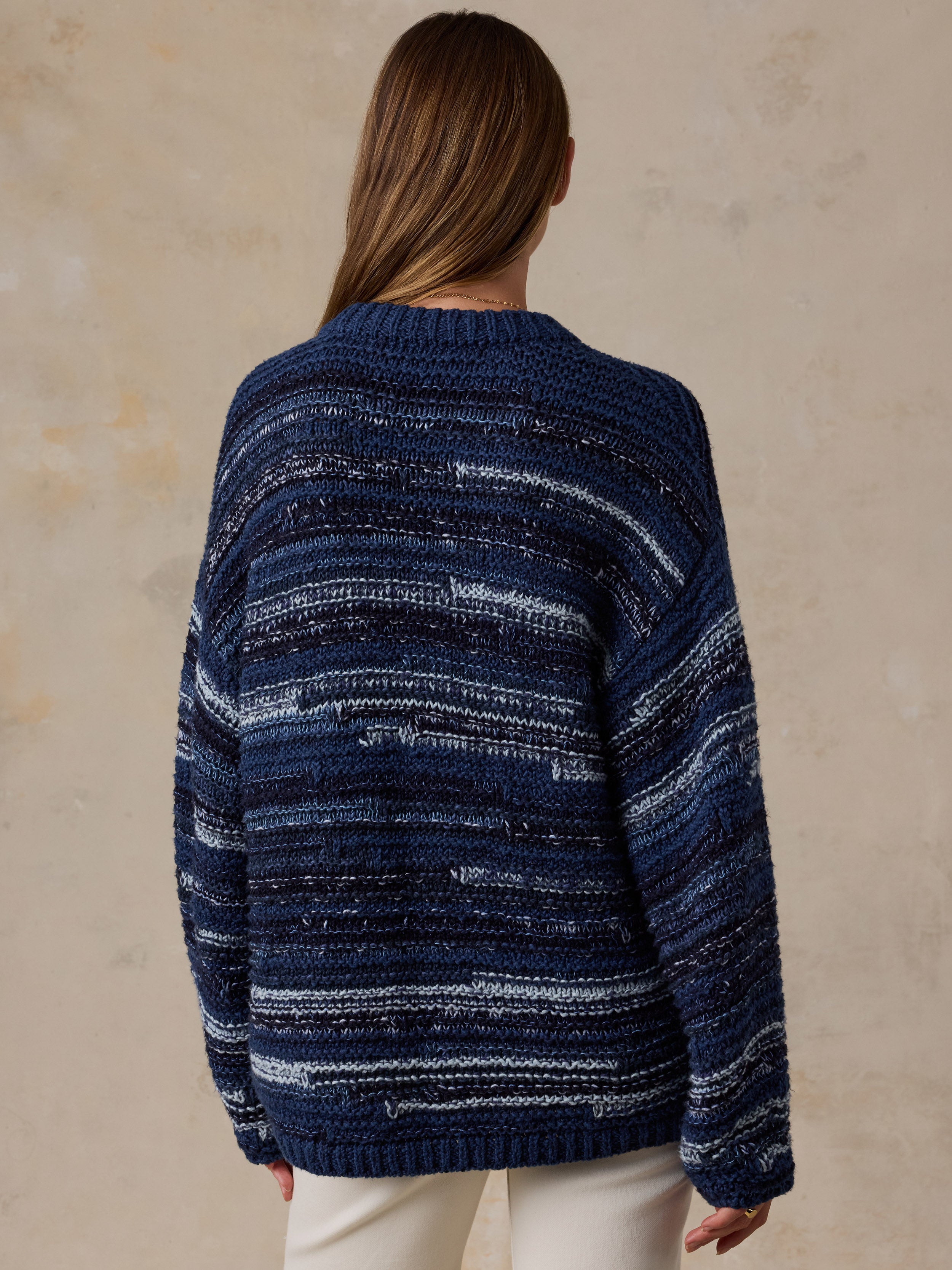 Cliffwalk Crewneck Sweater - Indigo Blue Lines