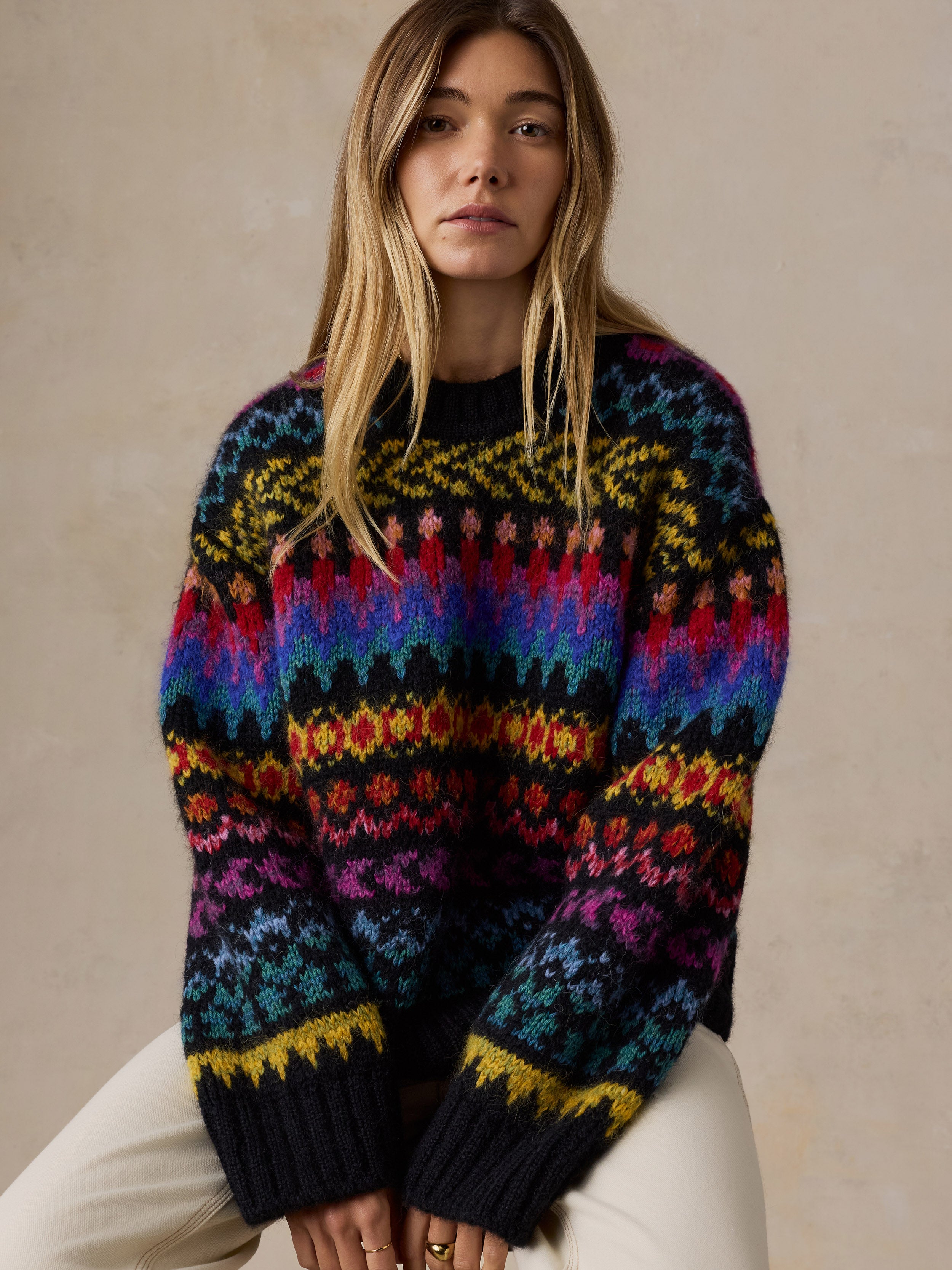 Apres Alpaca Midnight Bay Crew - Harbor Lights Fairisle | Faherty