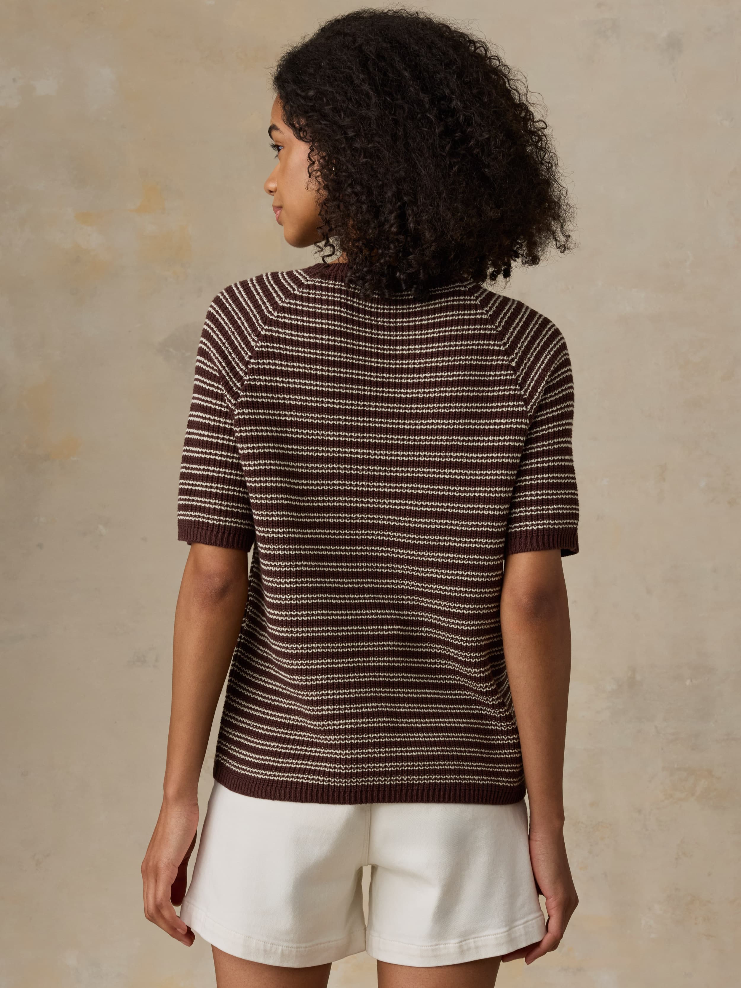  | Miramar Linen Tee - Mocha Stripe | Faherty Brand