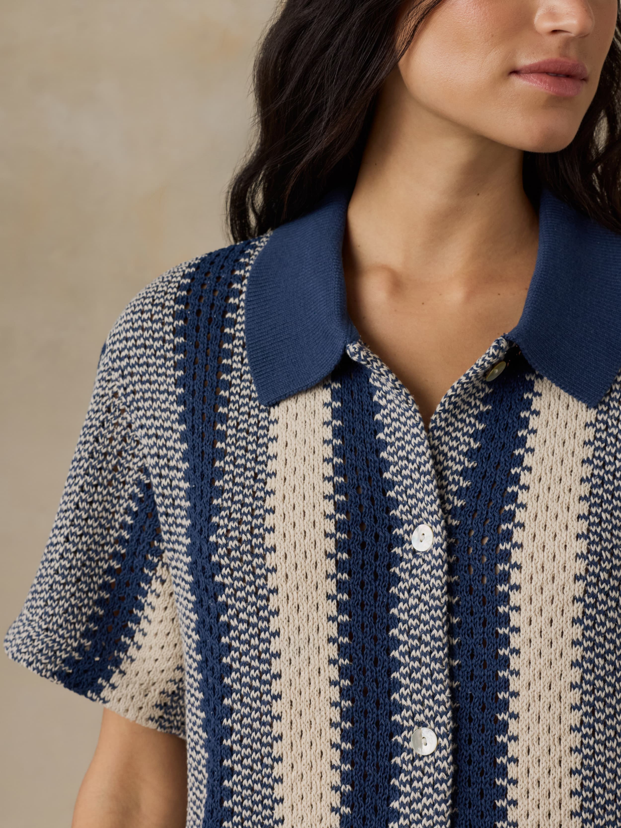 Seacoast Crochet Relaxed Camp Shirt - Sailor Stitch | Faherty Brand