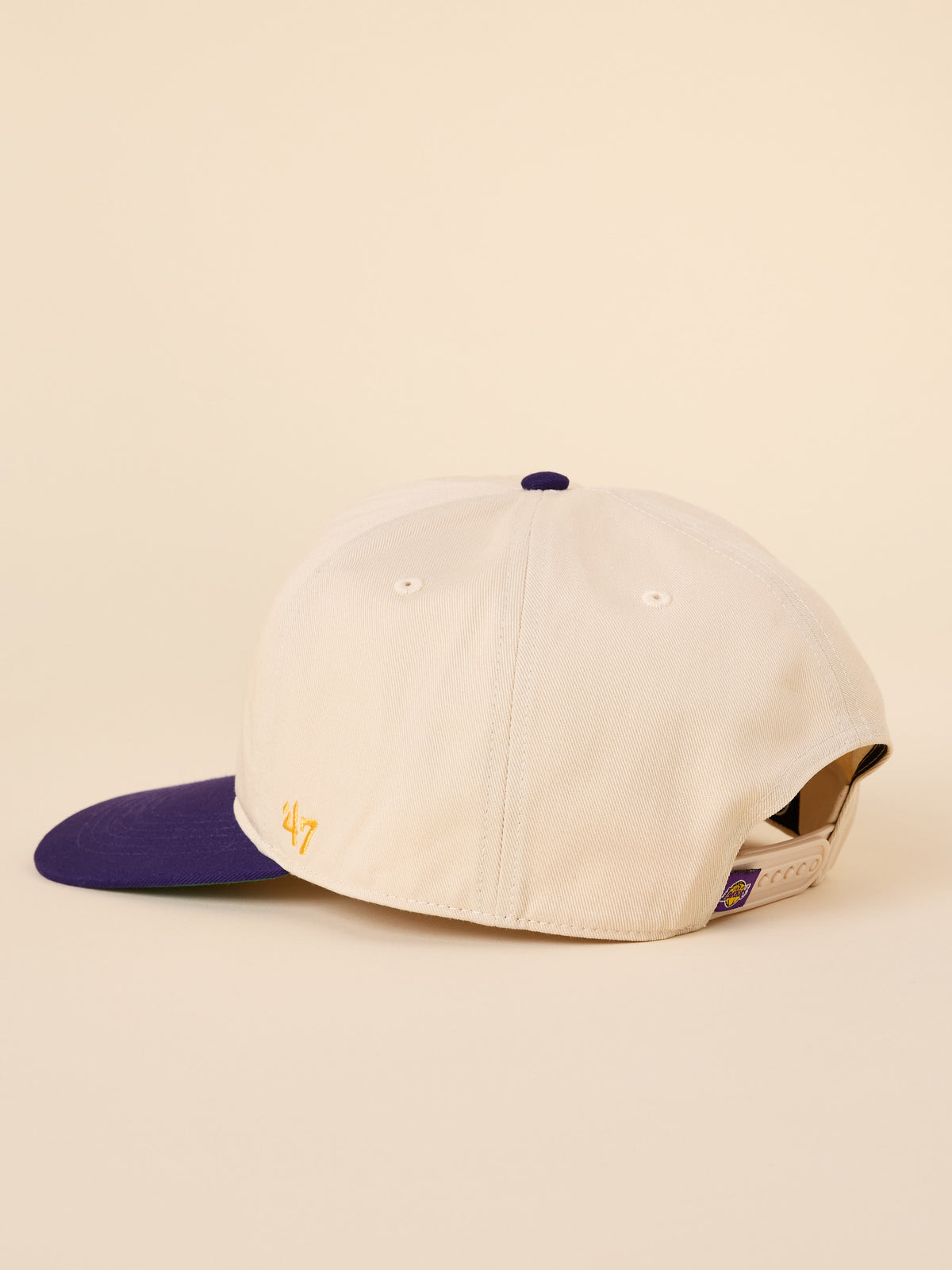 A beige and purple LA Lakers hat, image 3 of 3