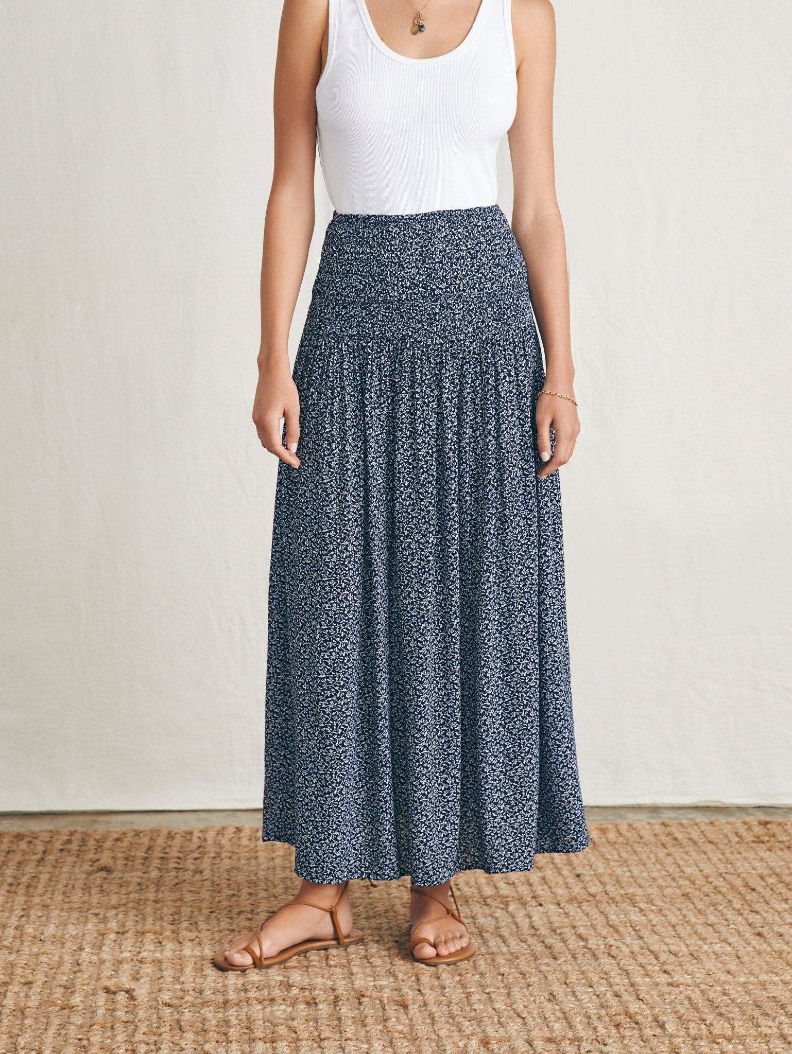 Alisee Skirt - Navy Riverton Ditsy - Faherty Brand