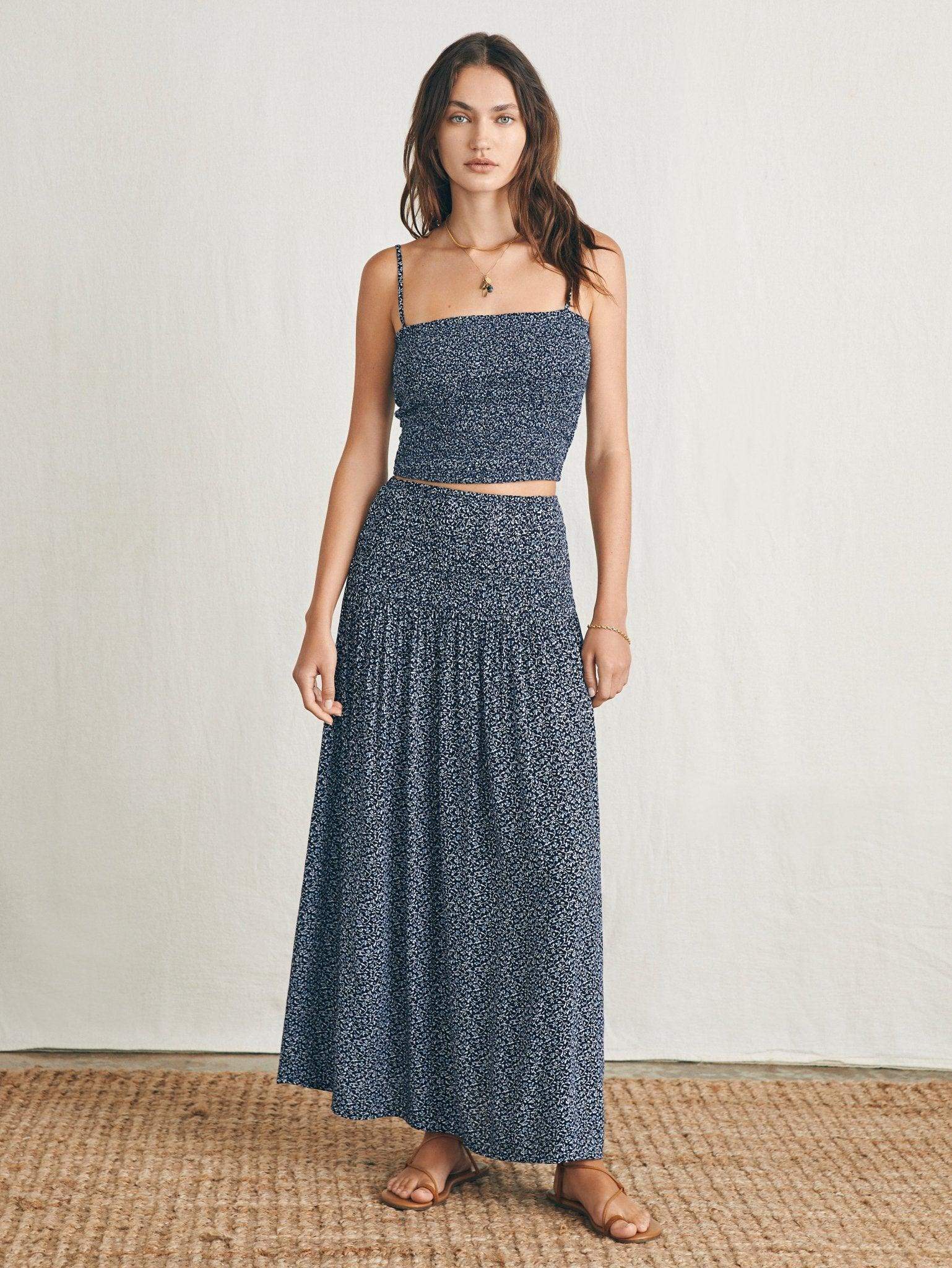 Alisee Skirt - Navy Riverton Ditsy - Faherty Brand