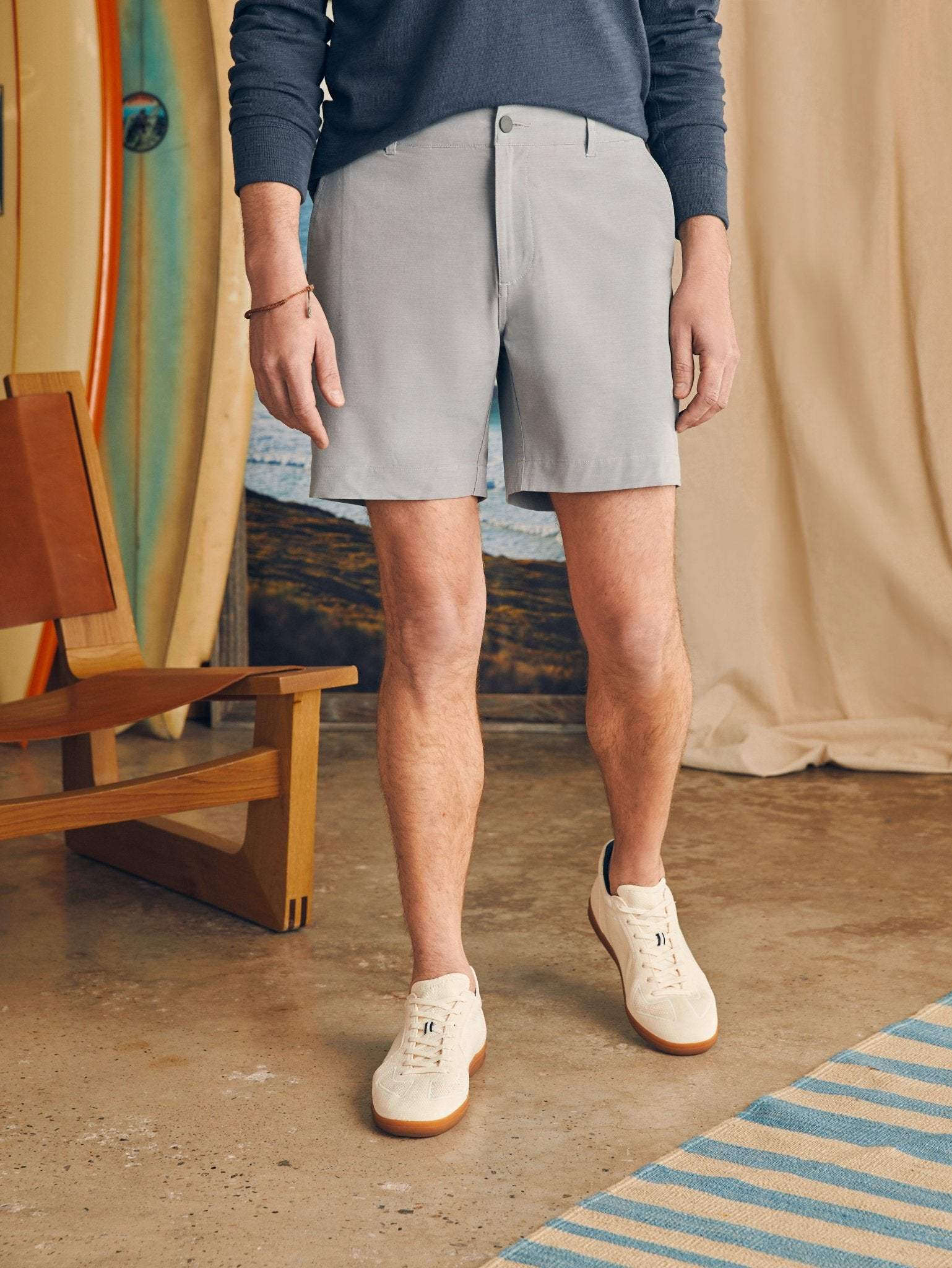 Faherty All Day Shorts 7 Inseam 32 Ice Grey