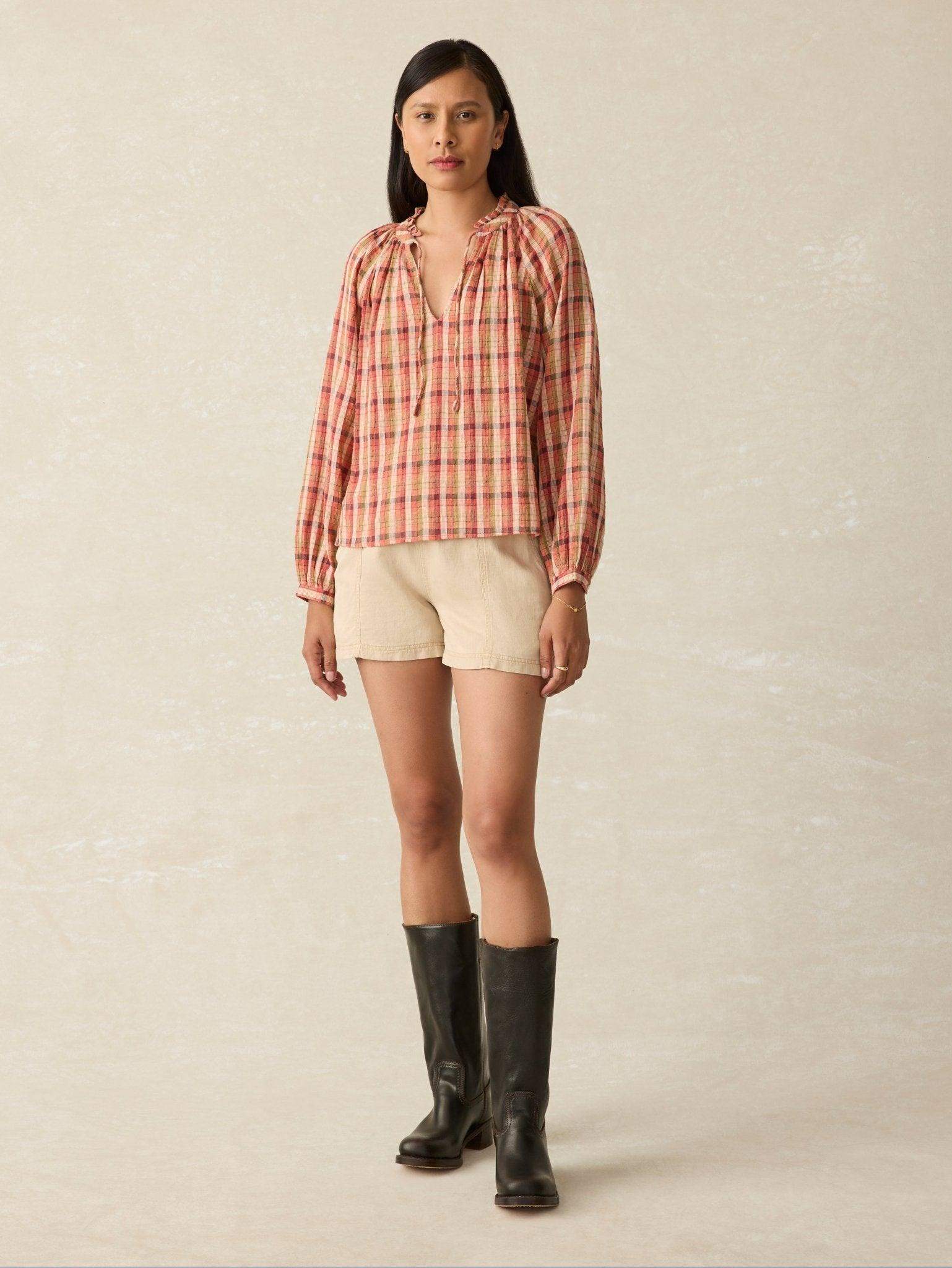 Annalise Blouse - Sunset Gingham - Faherty Brand