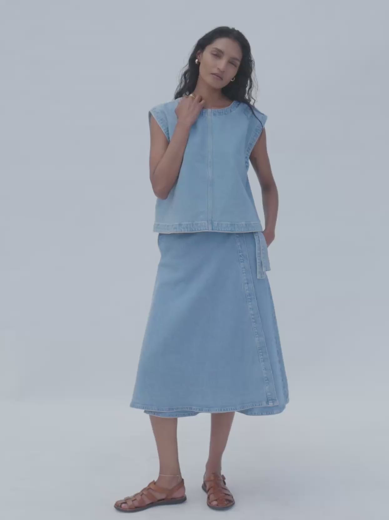 Solstice Denim Wrap Skirt - Bay Drift Wash | Faherty Brand