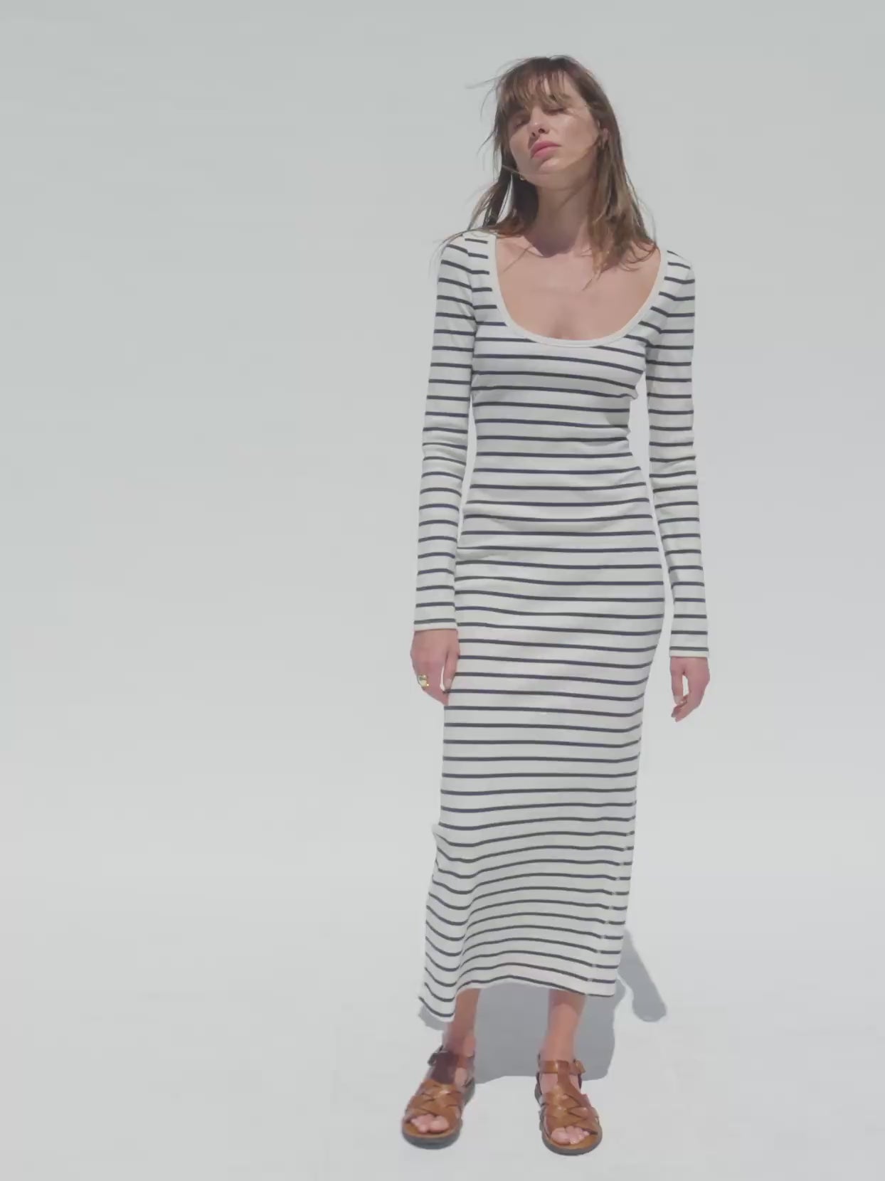 stripe knit o ring beach maxi dress Ocean Stripe Knit Midaxi Dress main image 1