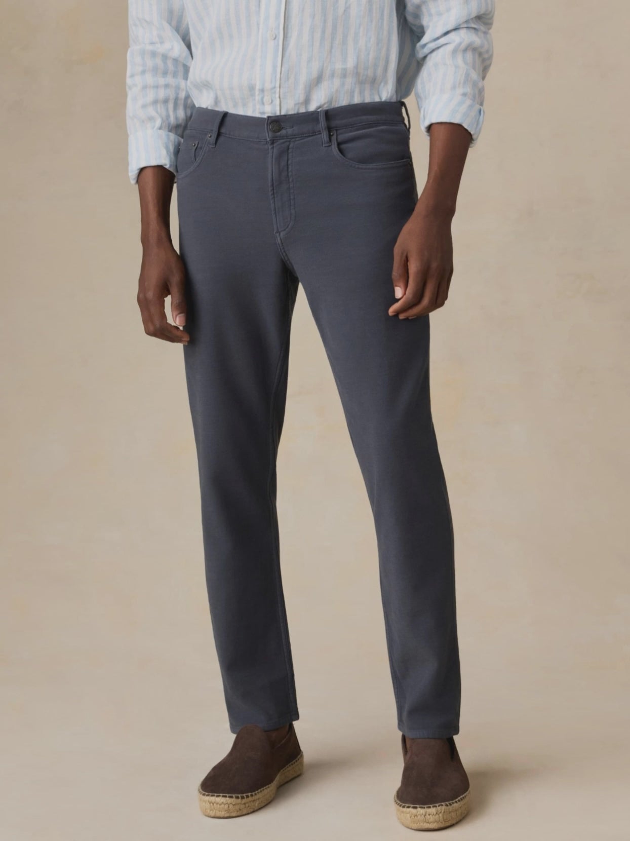 Faherty Stretch Terry 5-Pocket Pants, Mens, 31 34, Navy