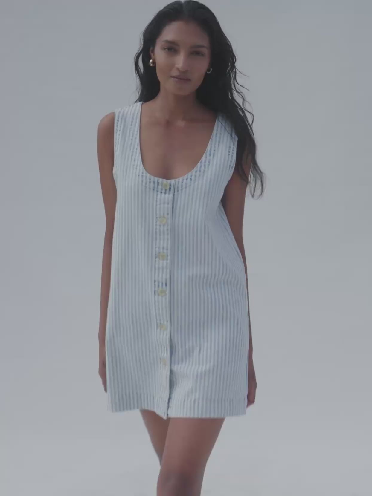 faherty denim dress Linen-Blend Malibu Mini Classic Fit Faherty | Michelle Denim Dress
