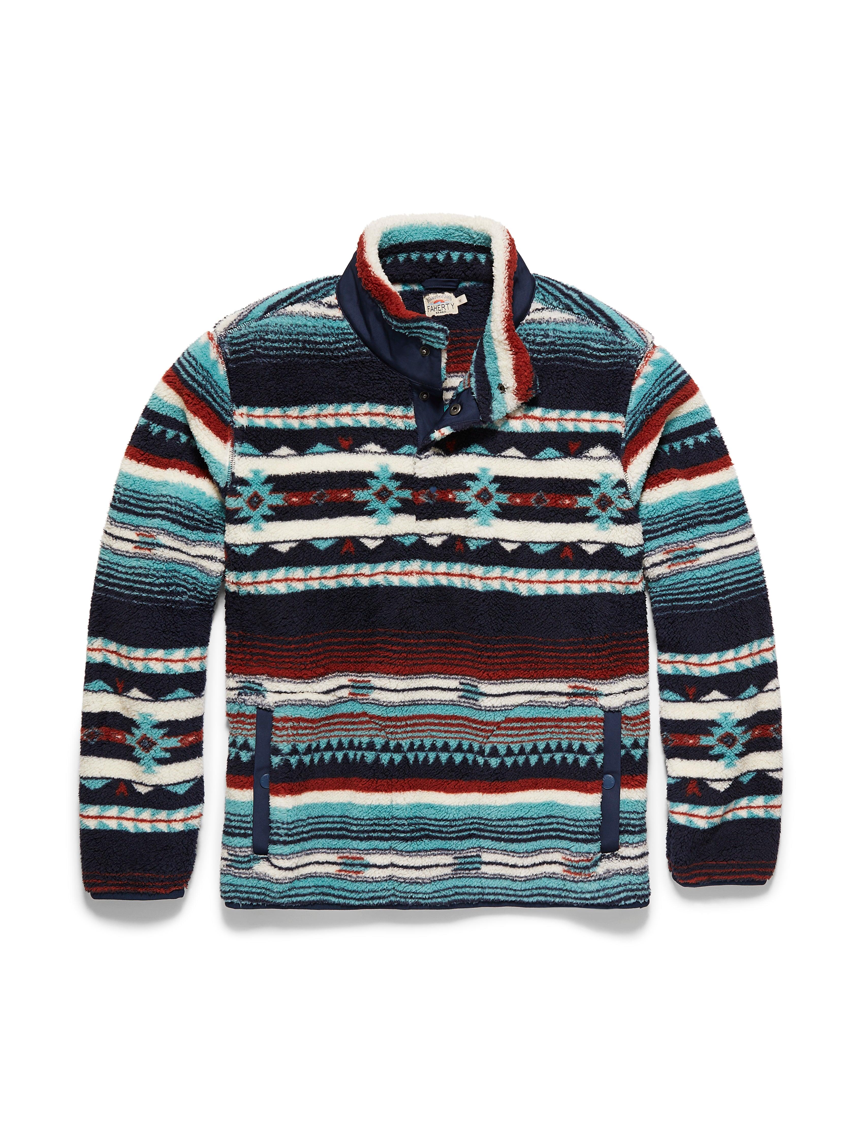 Doug Good Feather High Pile Fleece Popover - Rising Sky Turquoise