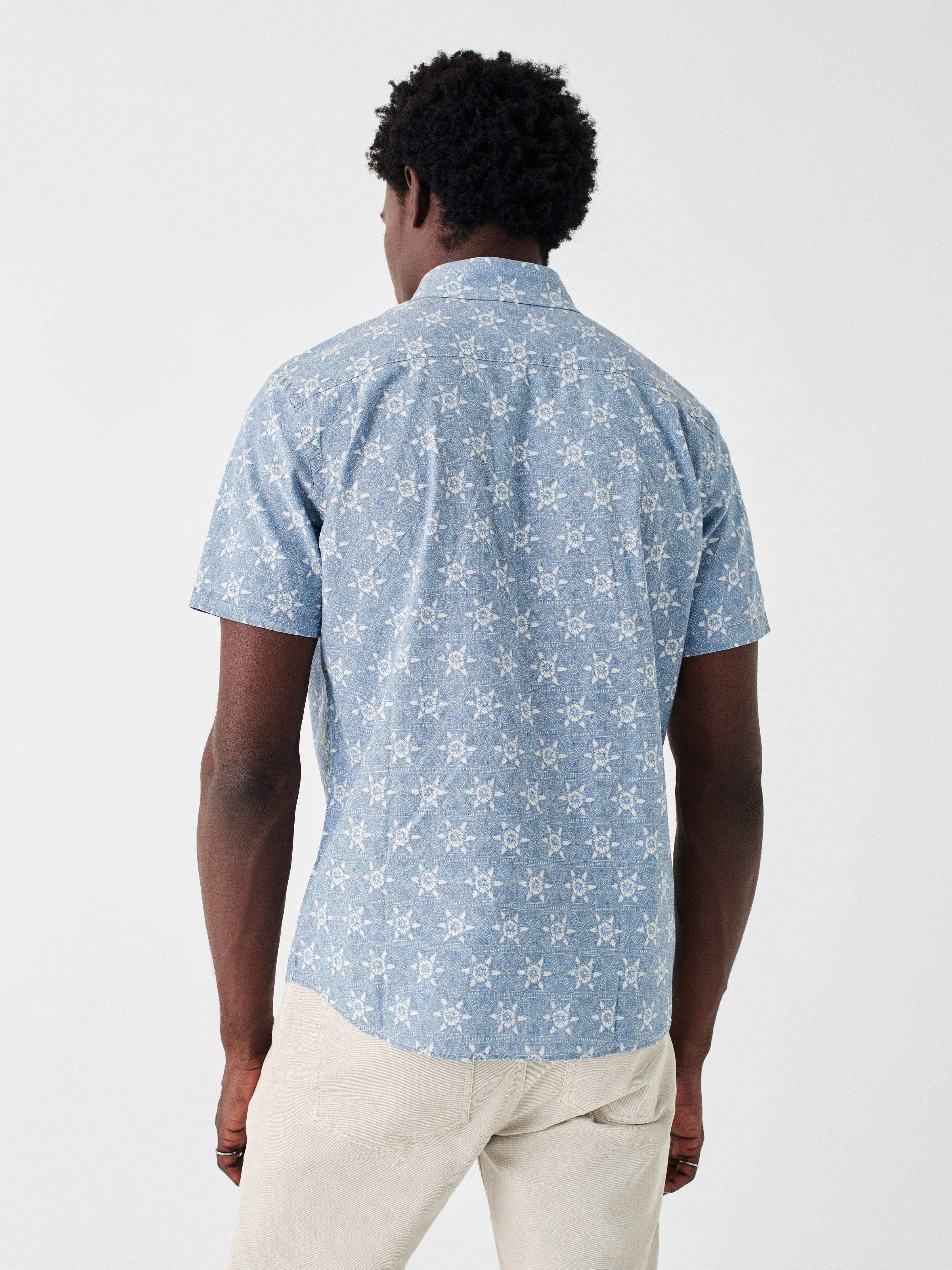 Short-Sleeve Stretch Playa Shirt - Eastern Tile Print