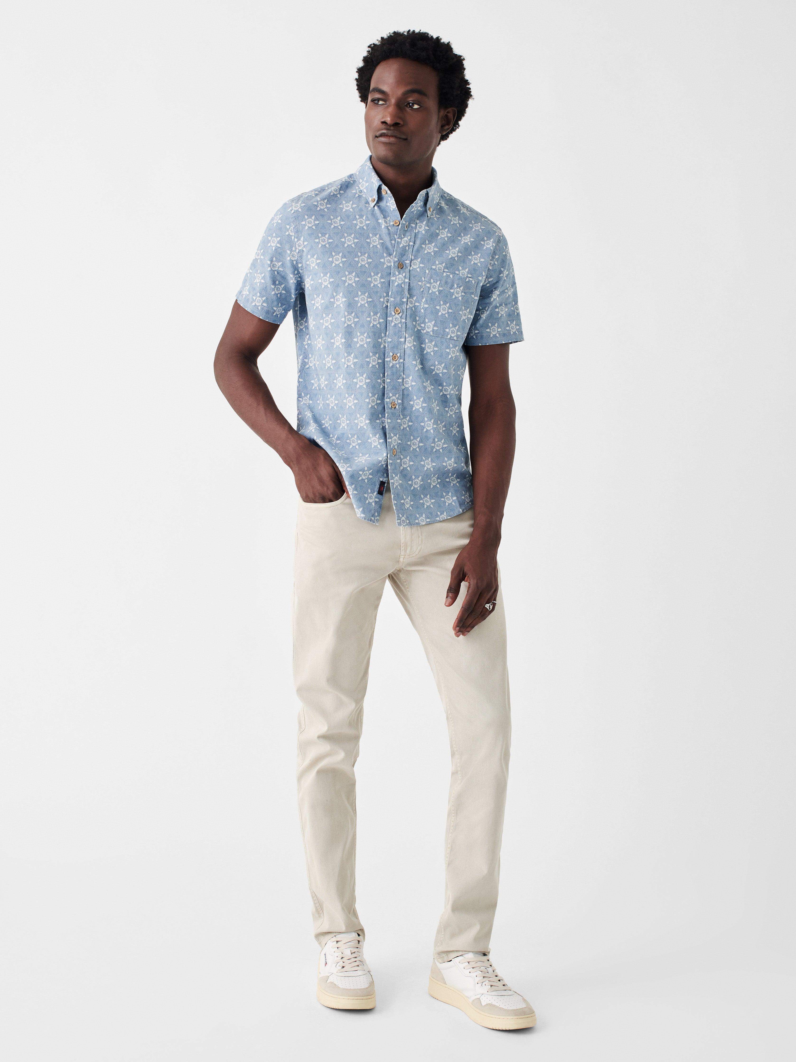 Short-Sleeve Stretch Playa Shirt - Eastern Tile Print