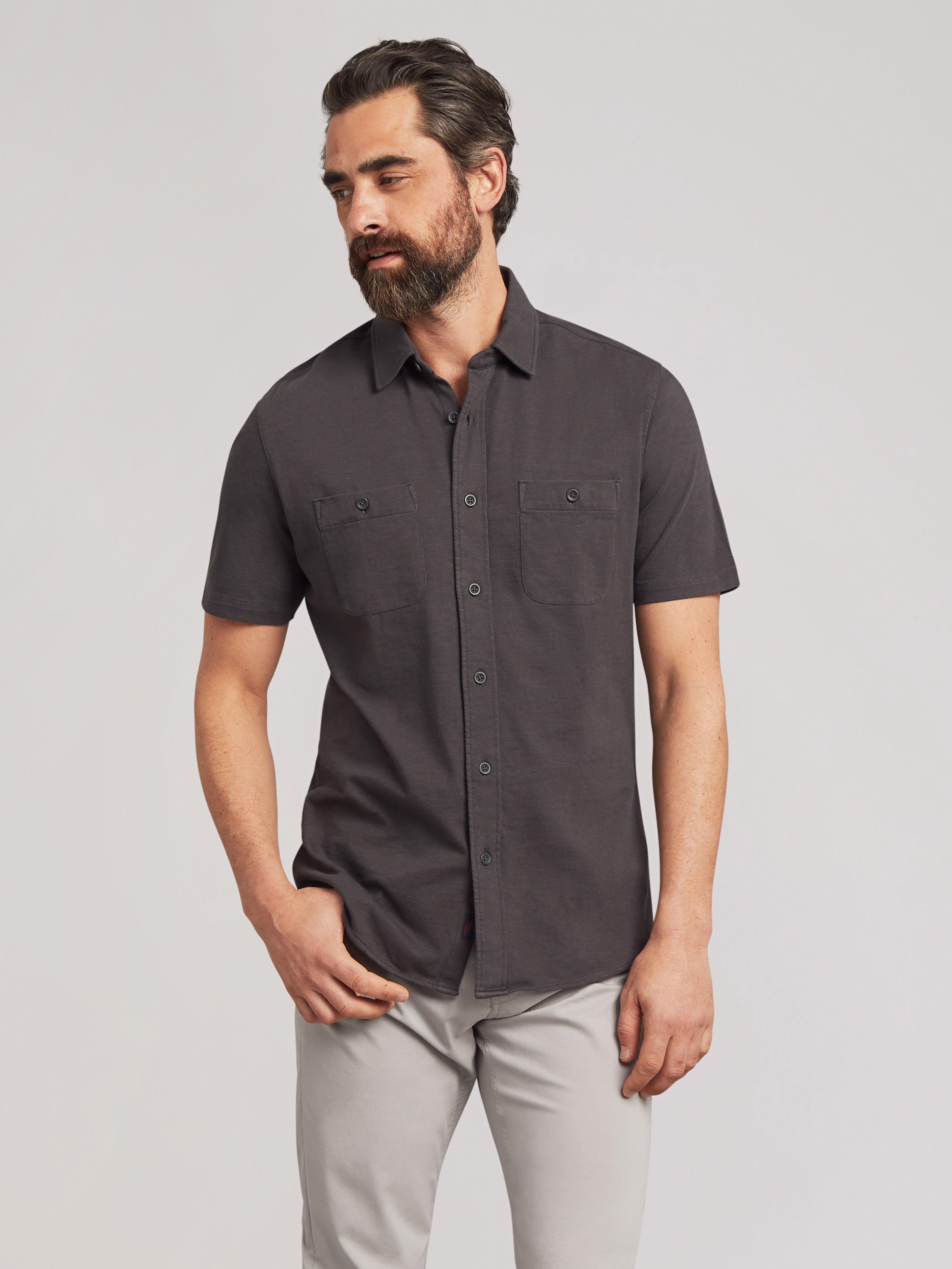 Short-Sleeve Sunwashed Knit Shirt (Tall) - Washed Black