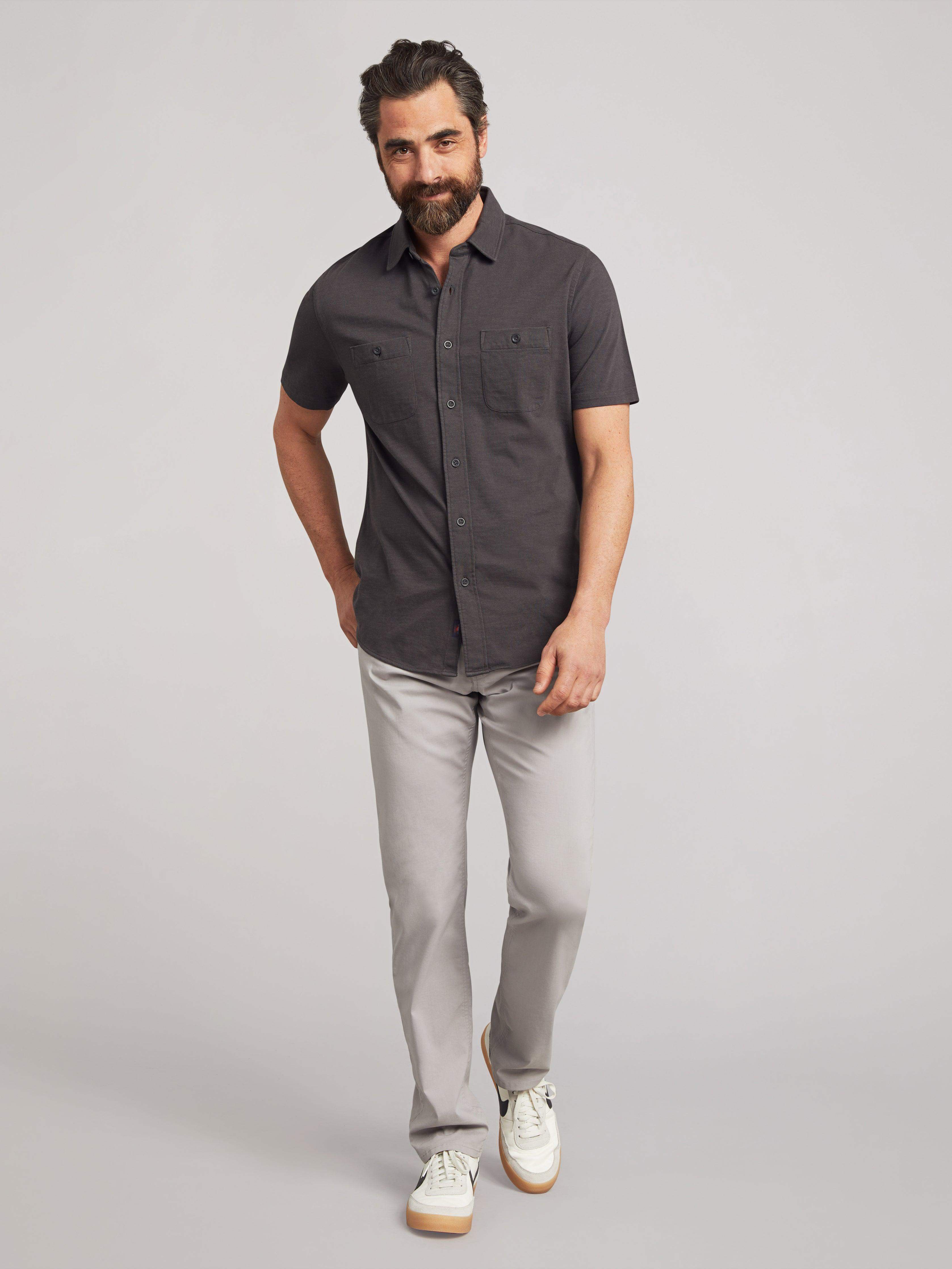 Short-Sleeve Sunwashed Knit Shirt - Washed Black