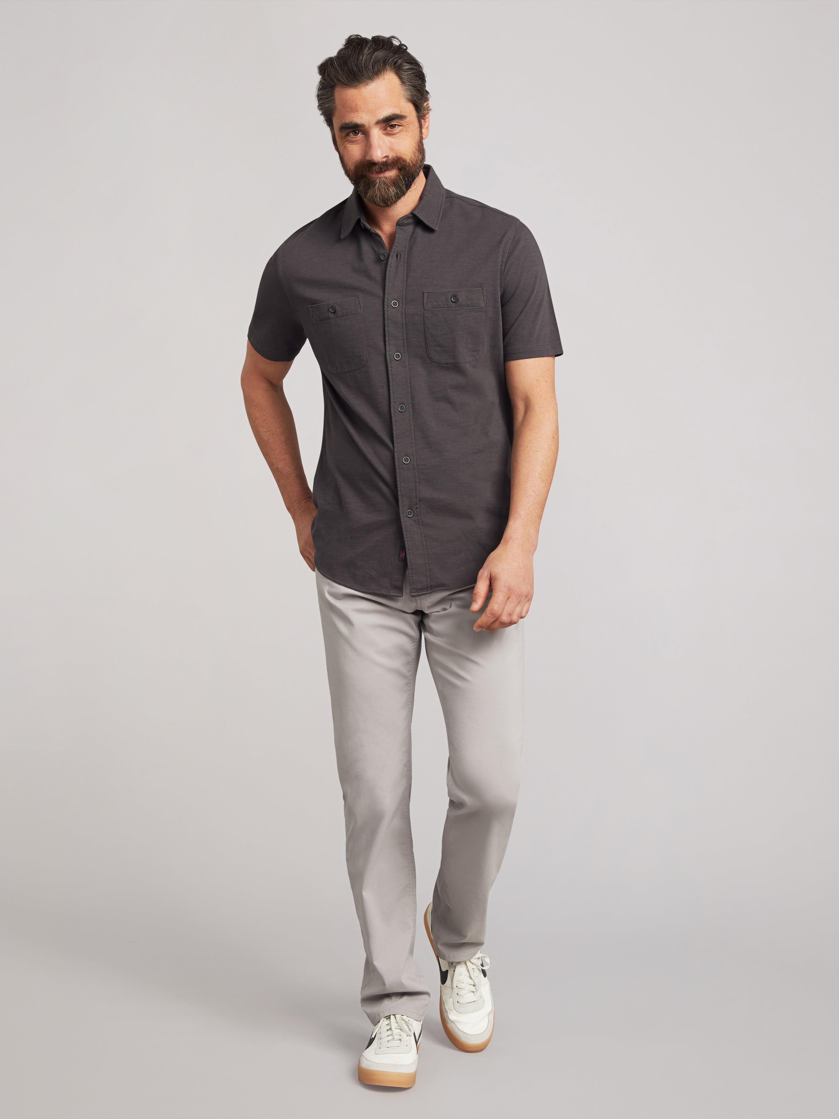 Short-Sleeve Sunwashed Knit Shirt (Tall) - Washed Black