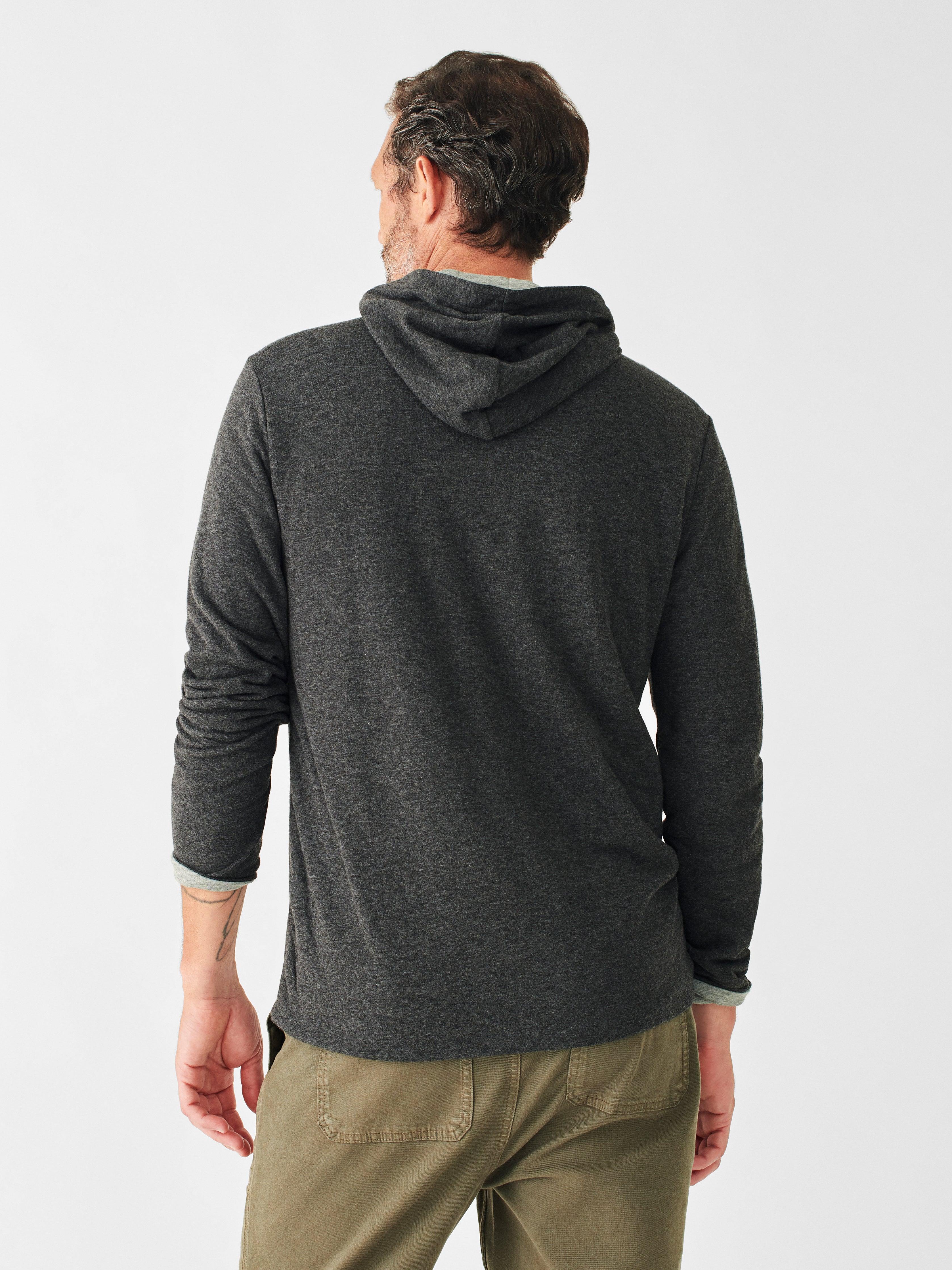 Cloud Cotton Reversible Hoodie - Charcoal Heather Light Grey