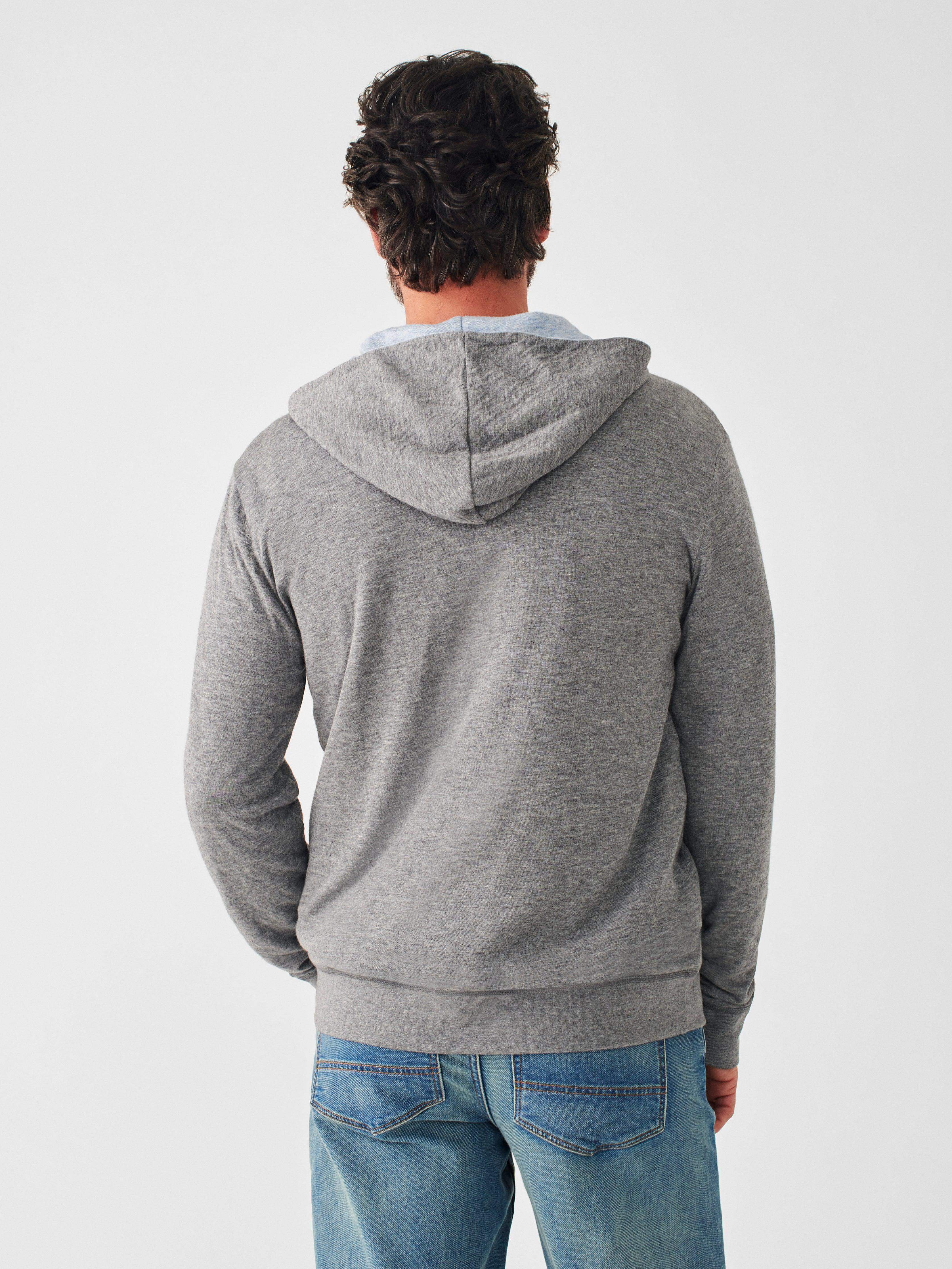 Cloud Cotton Reversible Zip Hoodie - Medium Grey Heather Light Blue