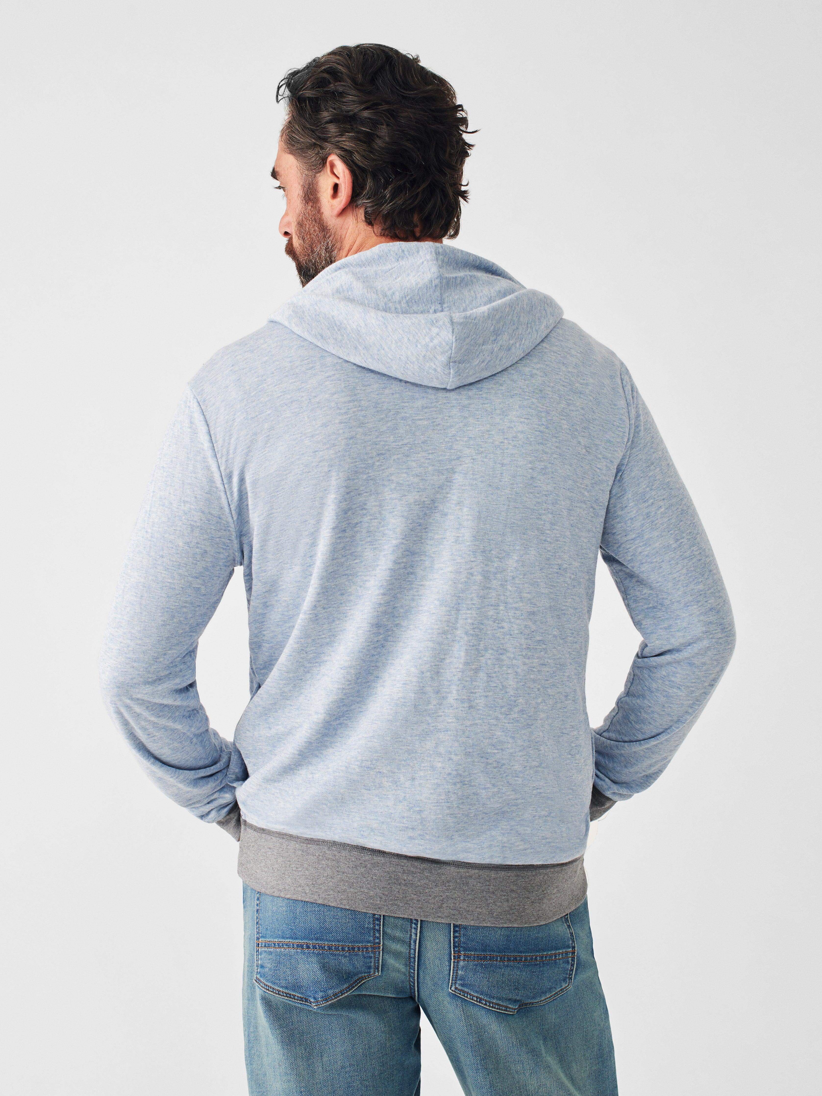Cloud Cotton Reversible Zip Hoodie - Medium Grey Heather Light Blue