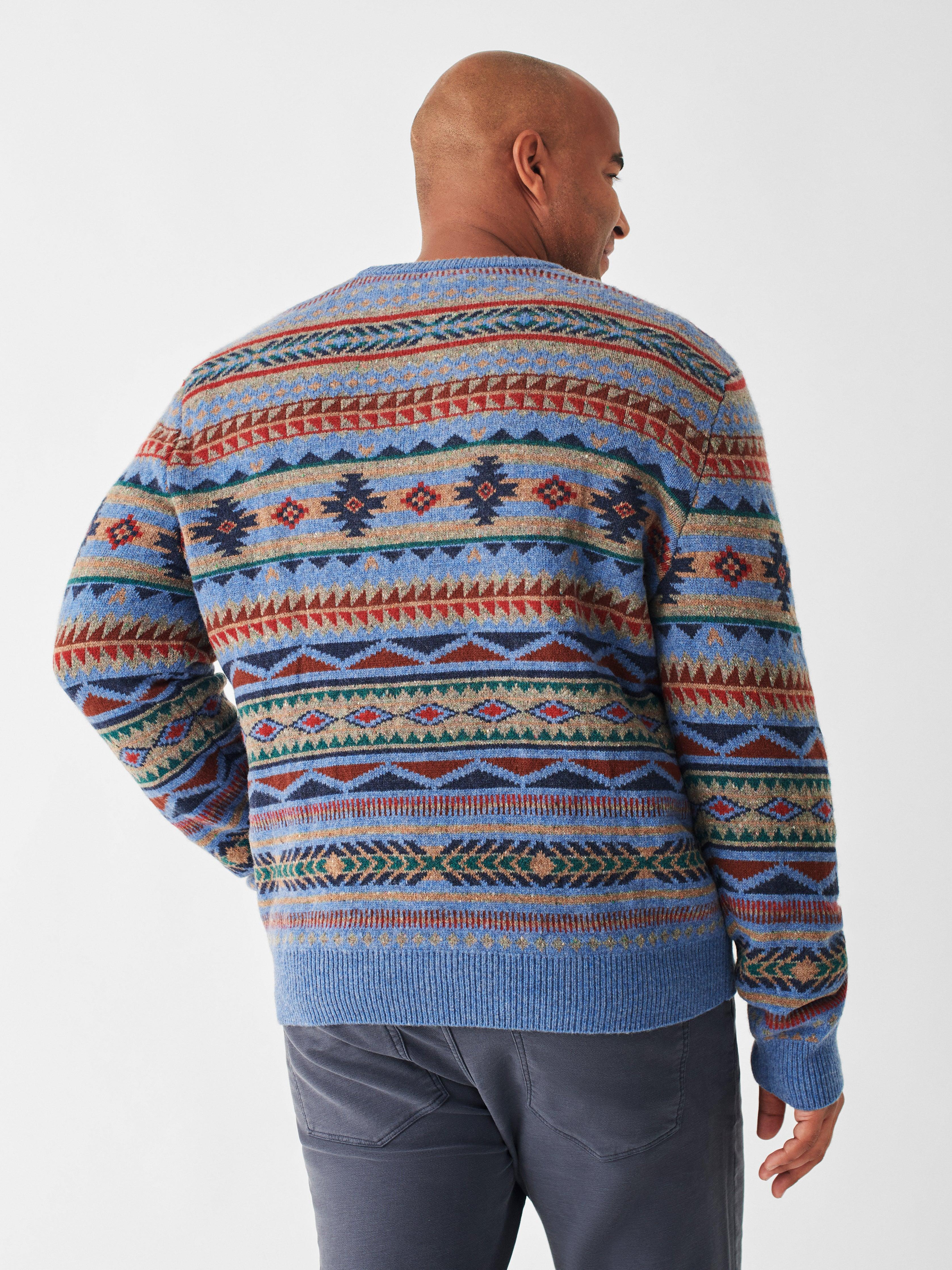 Doug Good Feather Fair Isle Sweater - Blue Winter Night