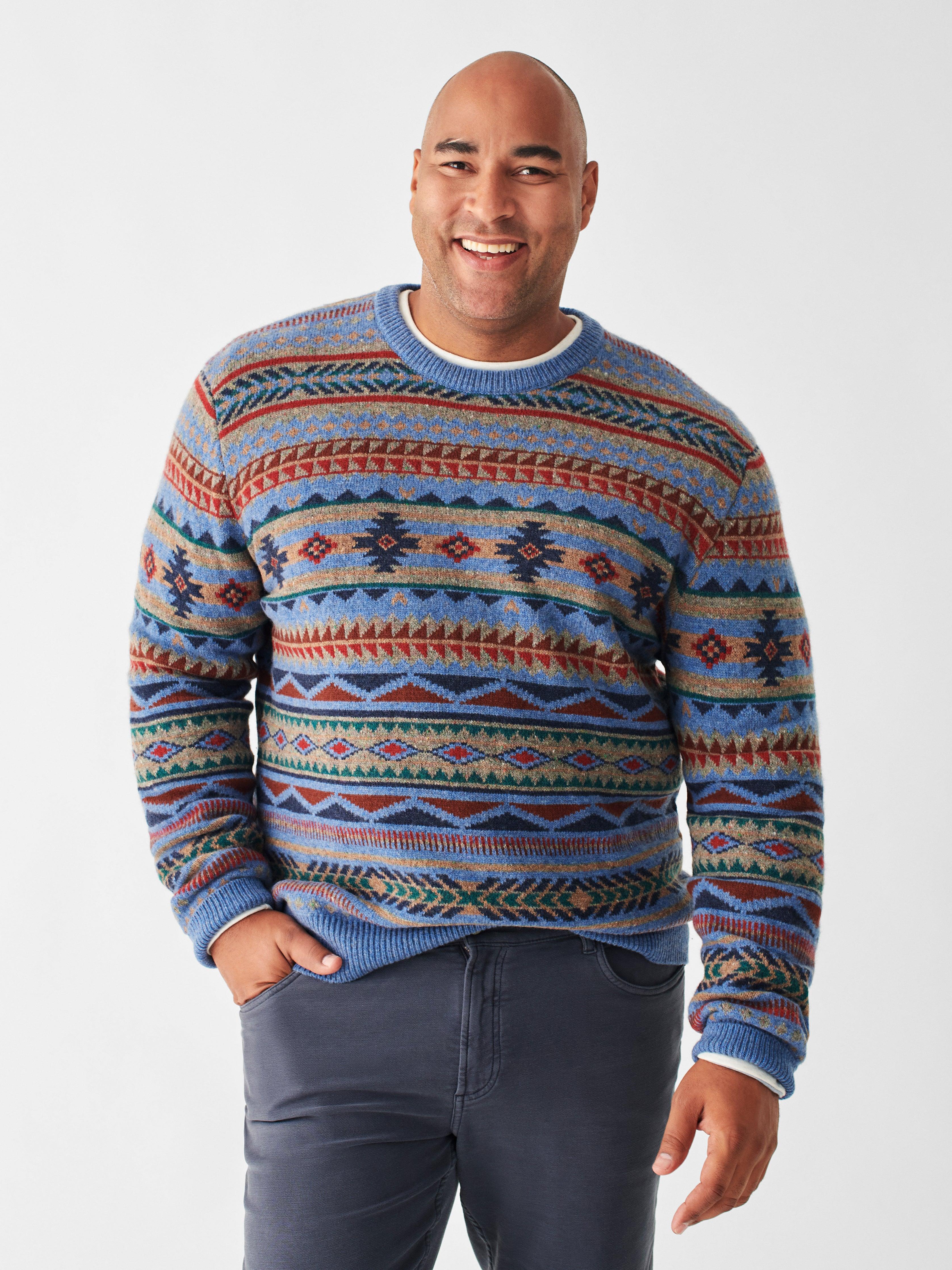 Doug Good Feather Fair Isle Sweater - Blue Winter Night