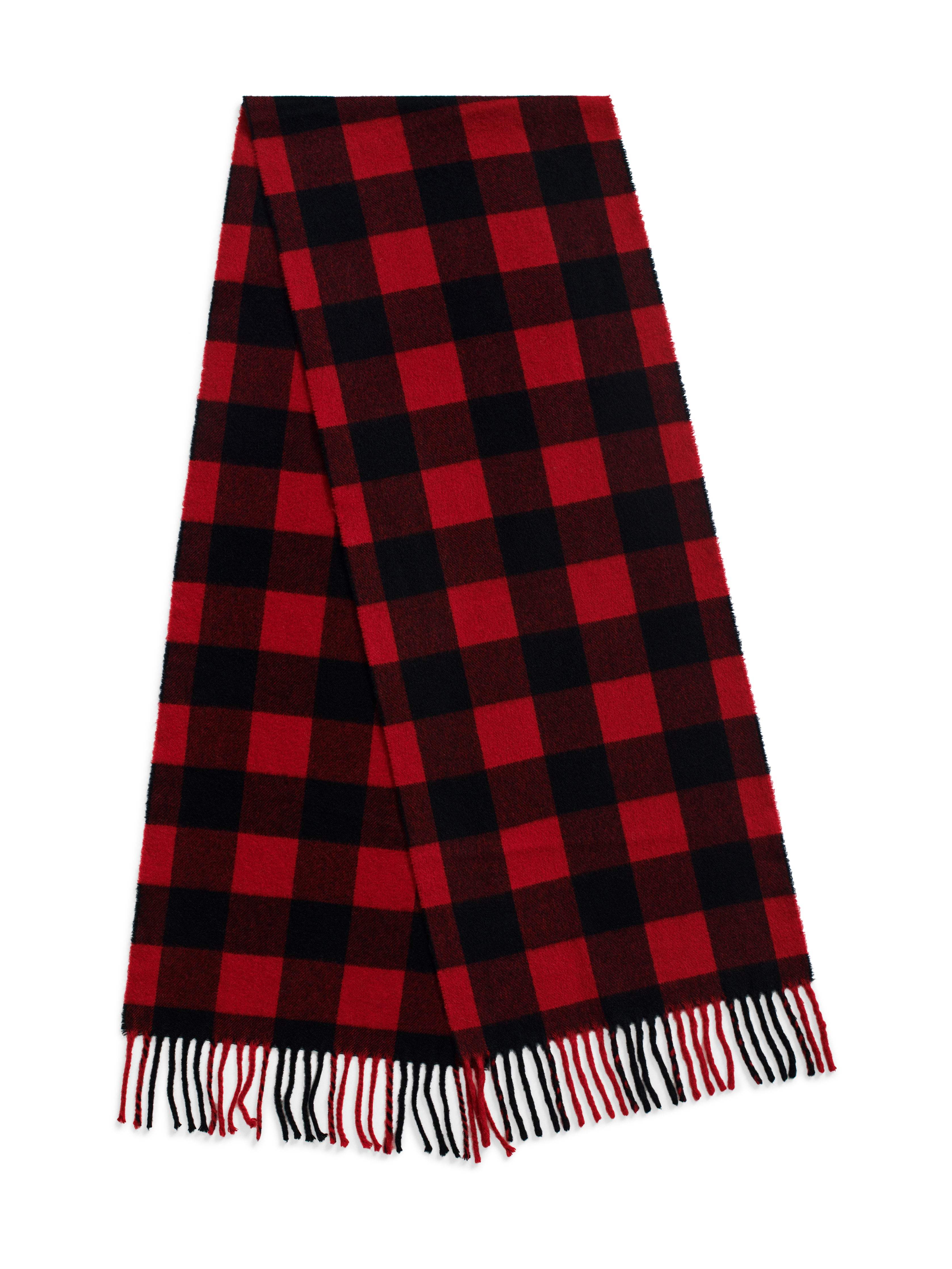 Recycled Cashmere Plaid Scarf - Red