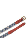 Steven Paul Judd Chahta Embroidered Belt - Navy Cream Motif