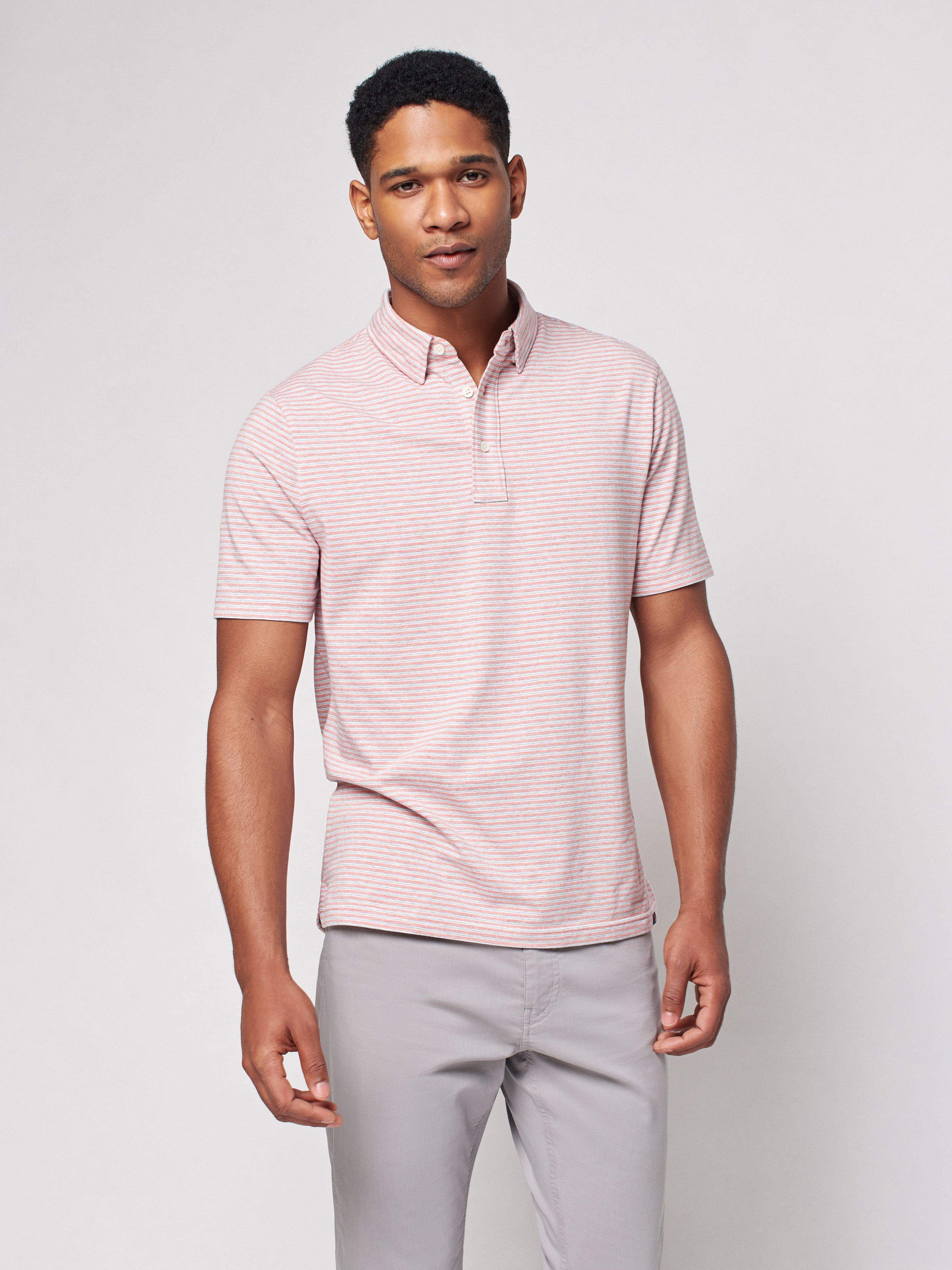 Short-Sleeve Movement Polo - Rose Madaket Stripe