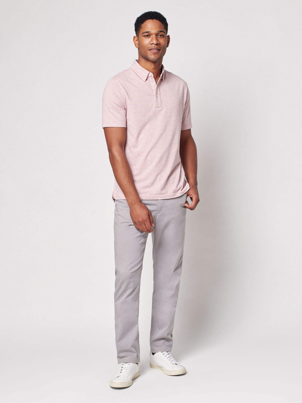 Short-Sleeve Movement Polo - Rose Madaket Stripe, image 2 of 5