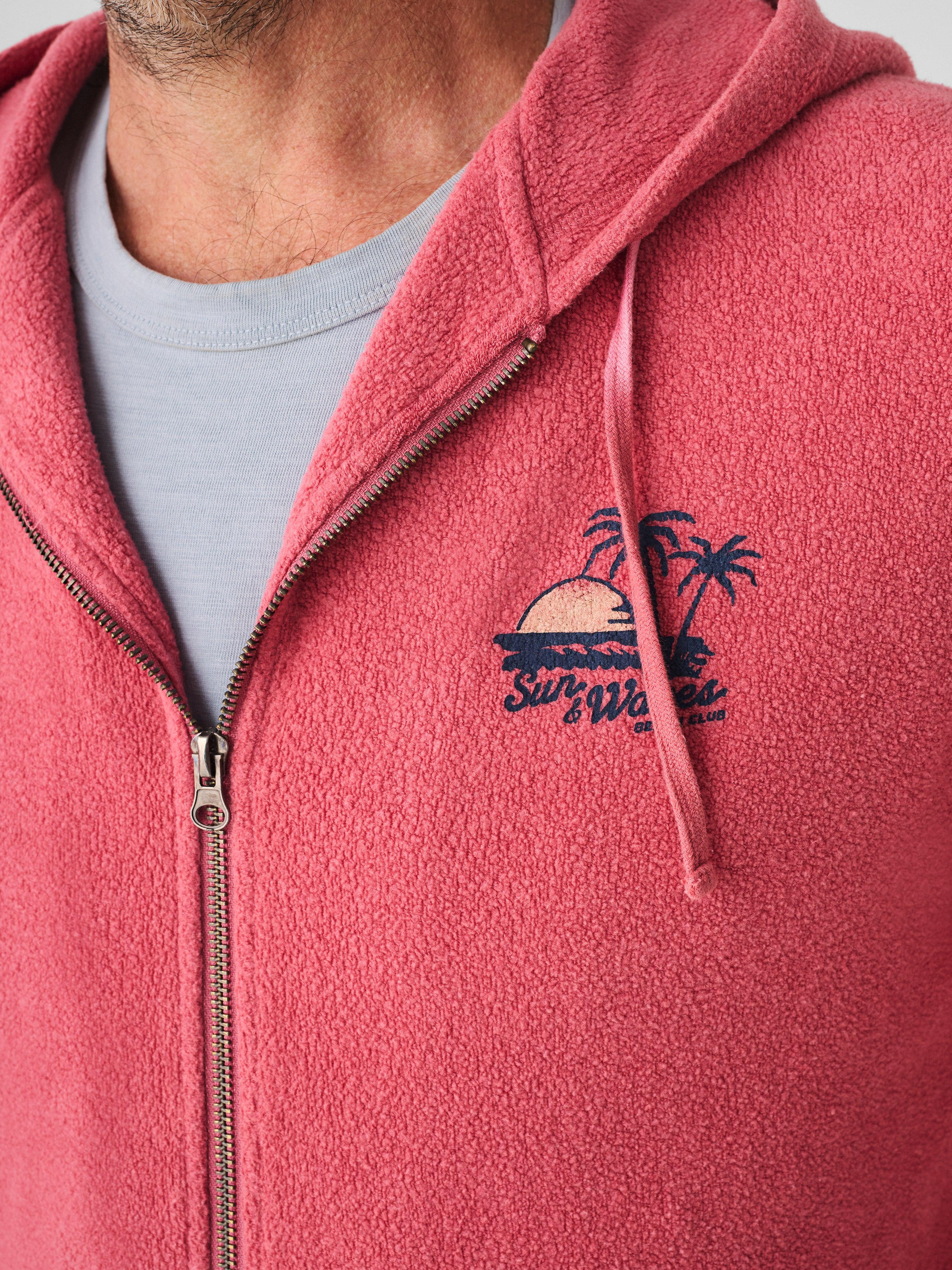 Beach Fleece Zip Hoodie - Venice Red