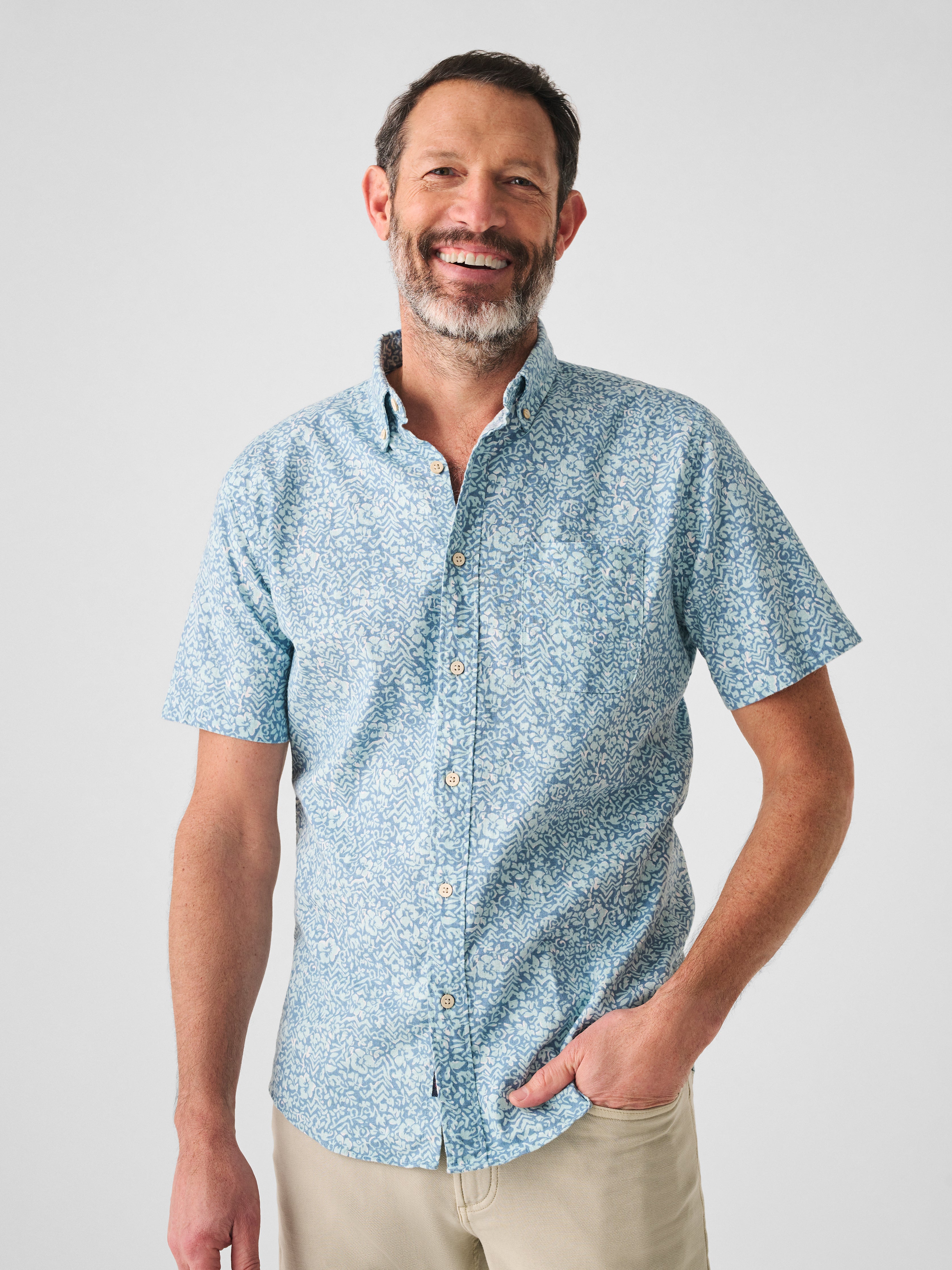 Short-Sleeve Breeze Shirt - Teal Waters Hilo