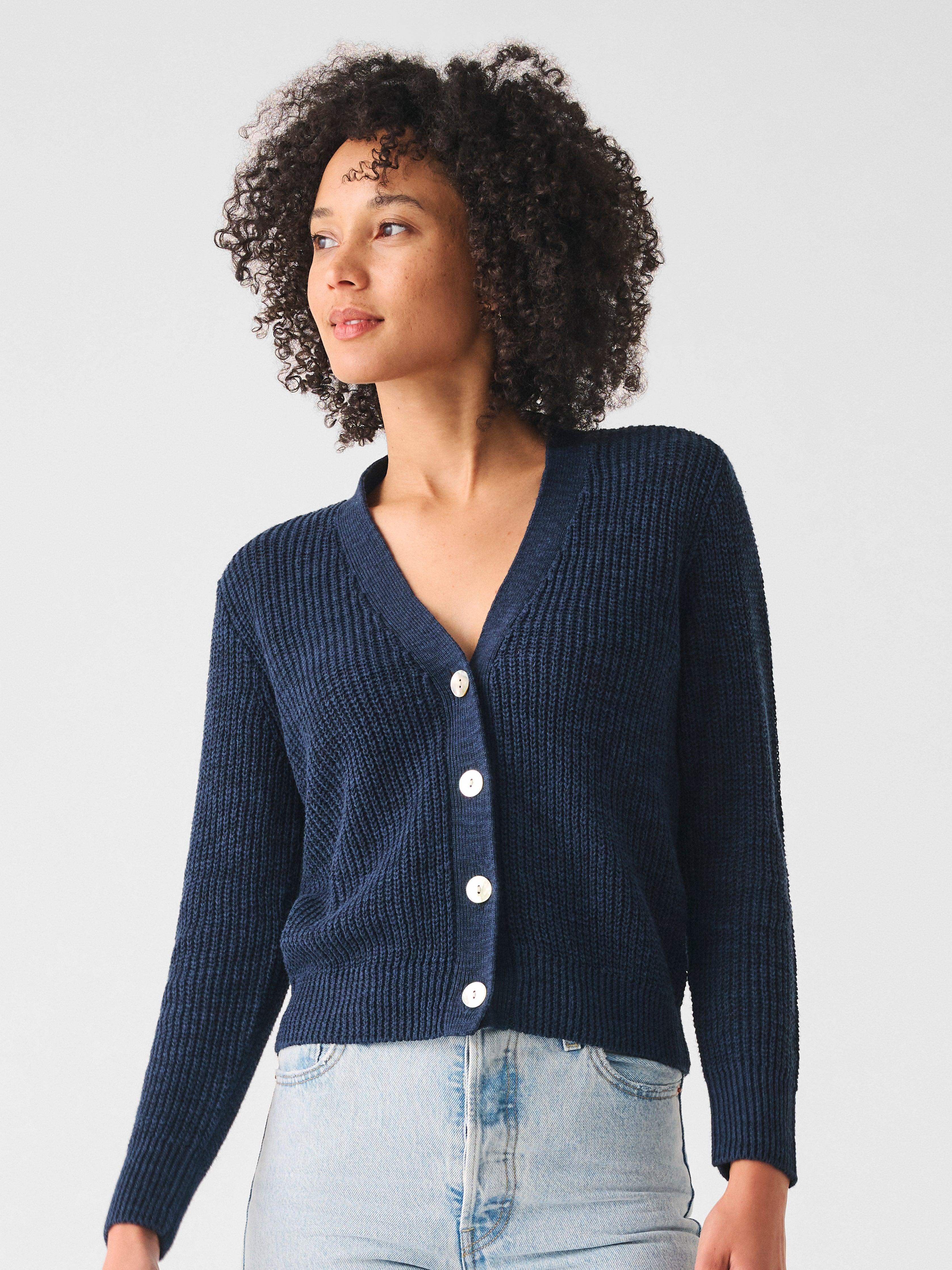 Miramar Linen Sweater Cardigan - Navy