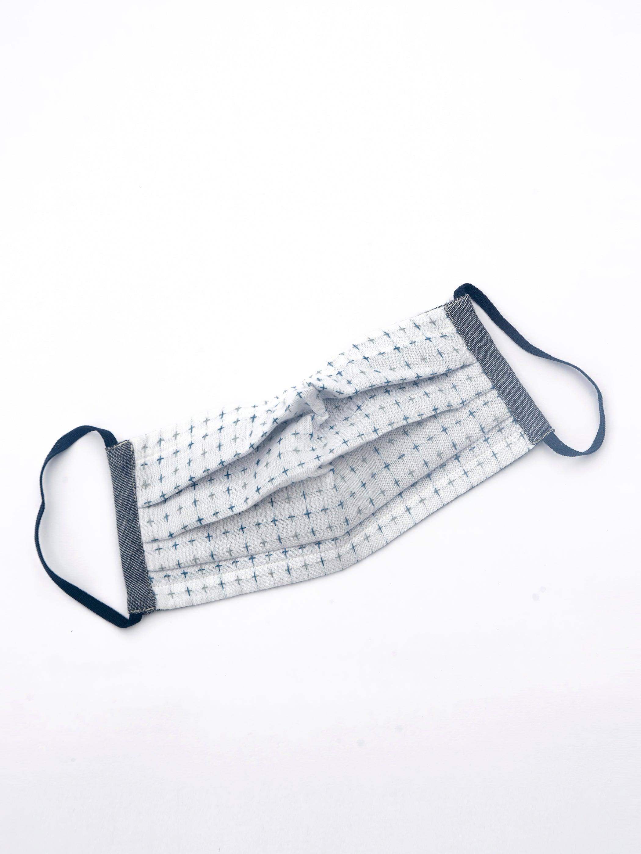 Faherty Artisan Cotton Mask - White Windowpane Dobby